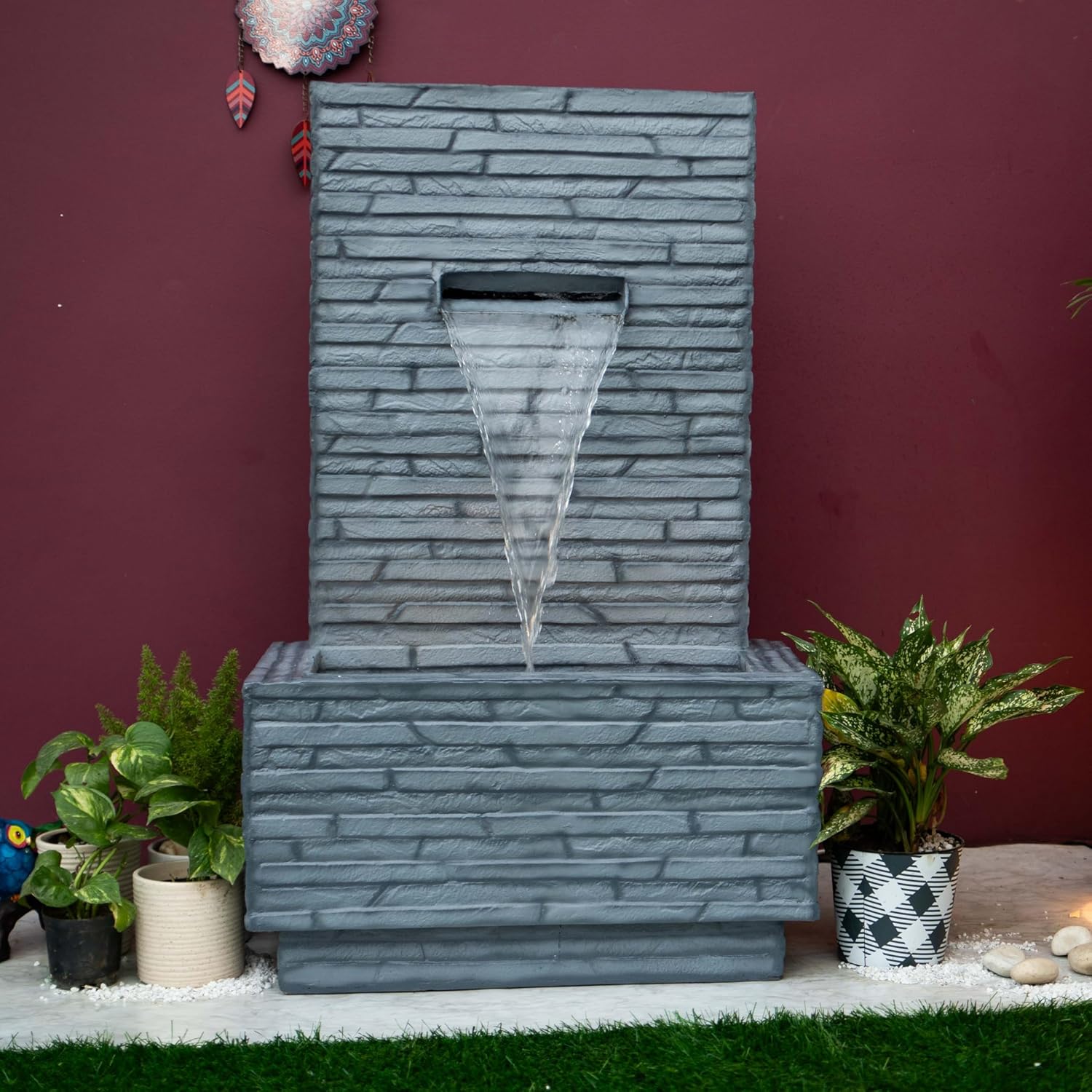 3 Feet Slate Water Fall Water Fountain, Water Fountain for Garden, Water Fountain for Home vastu, Indoor Fountain for Home décor Waterfall, Water Fountain for Home Big Size