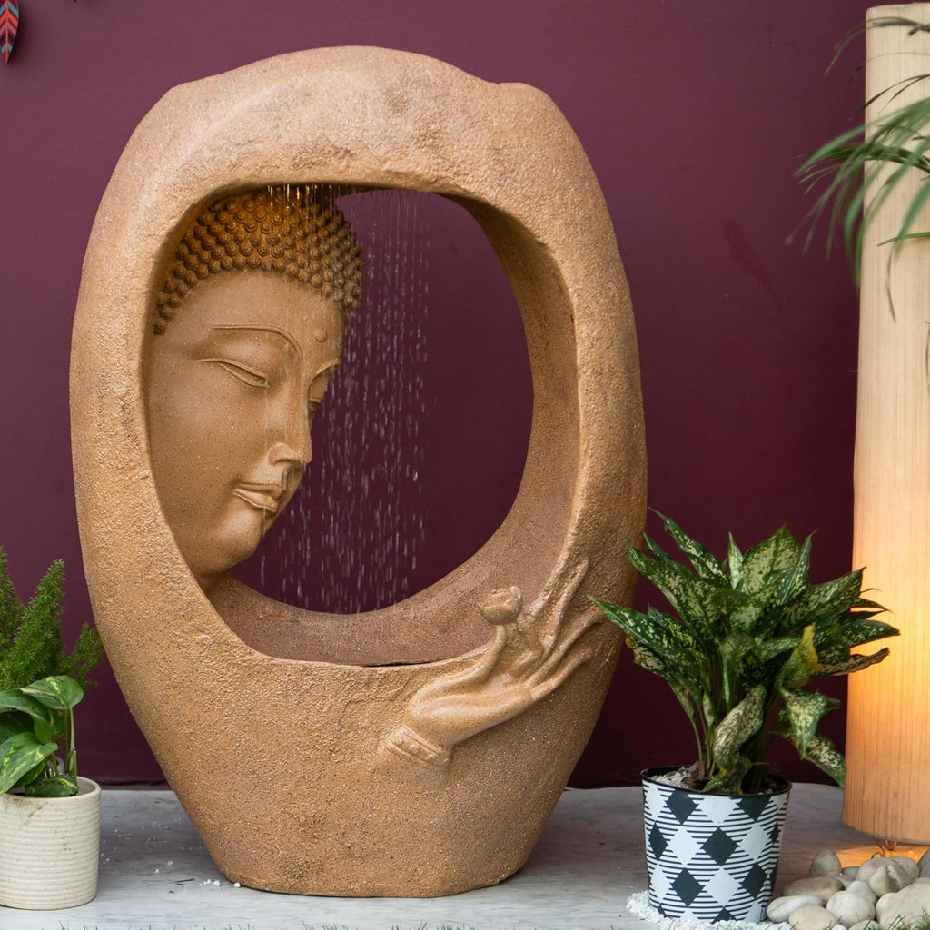 Buddha face Shower Water Fountain for Home, for Garden, Office, Commercial Spaces Indoor Fountain Big Size, Water Fountain for Home vastu, Buddha Fountain 3 feet