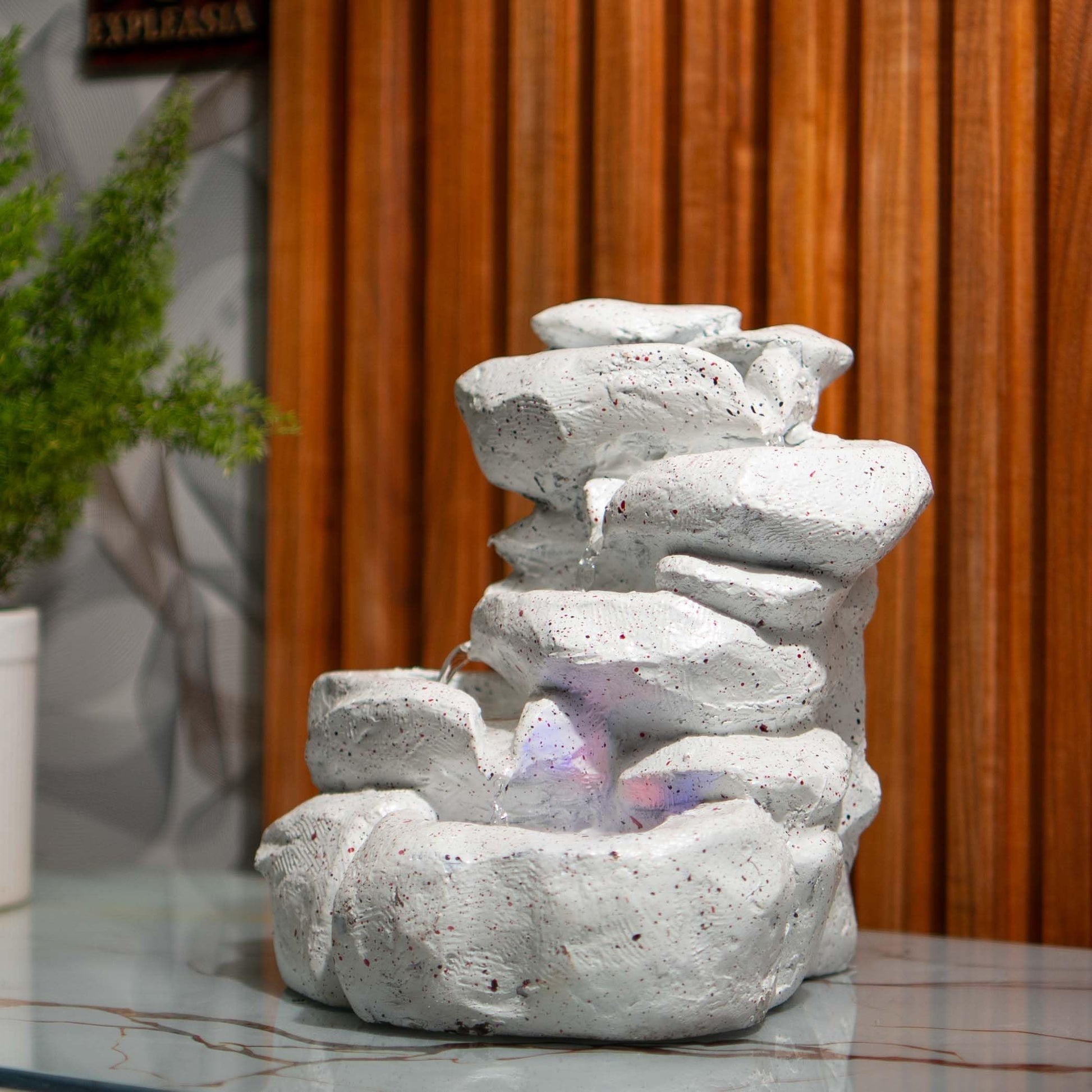 Mini Divine Lotus Buddha Water Fountain for Table Decor | Living Room Decor | Gift Items | Home & Office Decor Item | Buddha Water Fountain | Table top Water Fountain, Resin