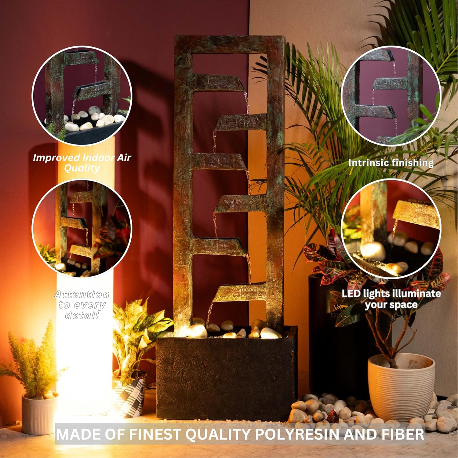 4Ft Zigzag Indoor Water Fountain For Home,Vastu,Fountain For Home Décor Waterfall,Indoor Water Fountain For Home Décor Big Size