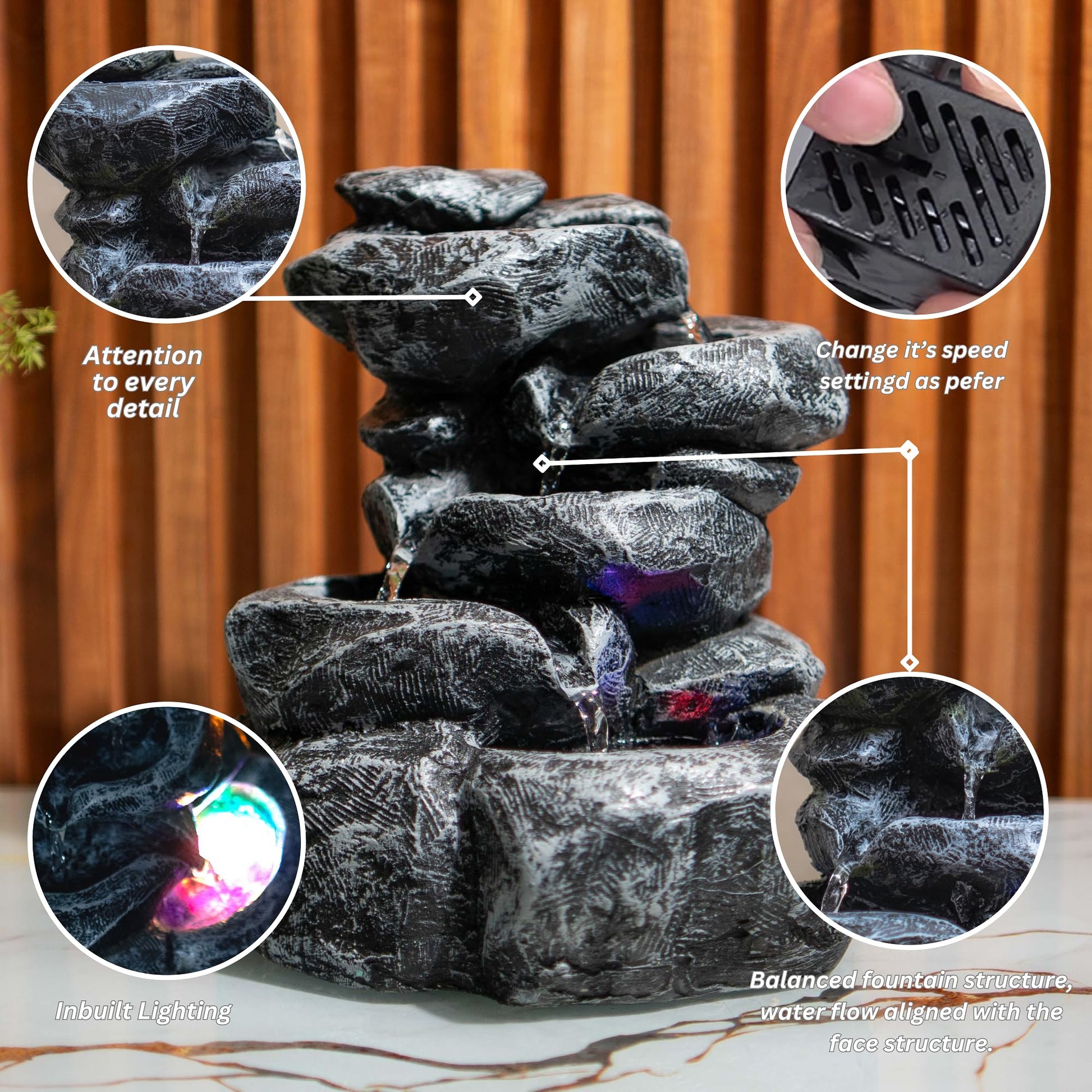 Mini Divine Lotus Buddha Water Fountain for Table Decor | Living Room Decor | Gift Items | Home & Office Decor Item | Buddha Water Fountain | Table top Water Fountain, Resin