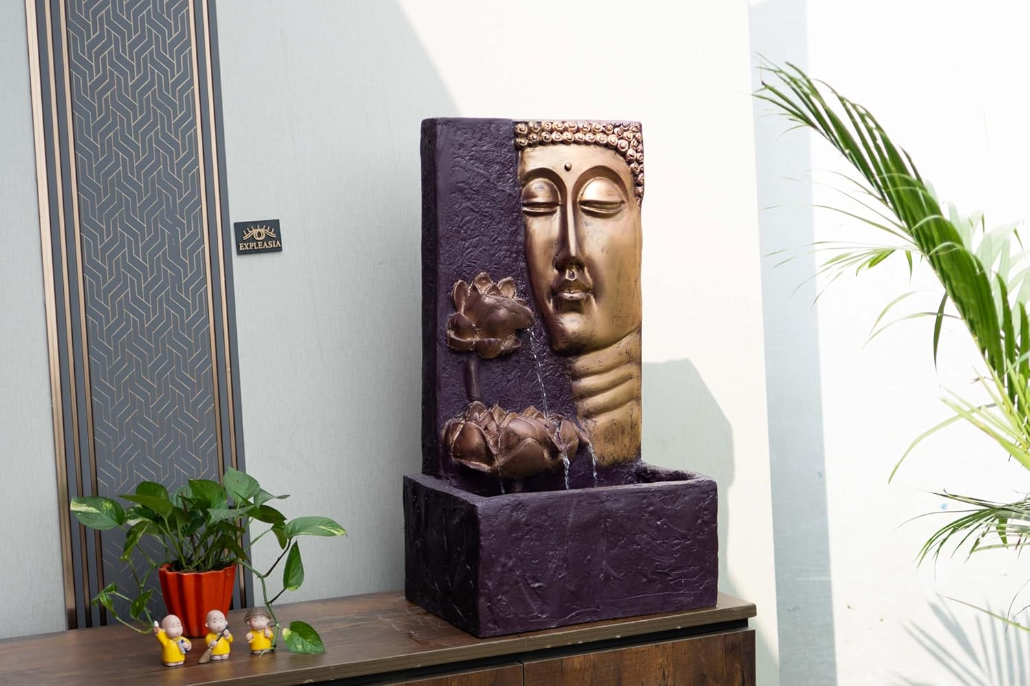 Buddha Face Wall Water Fountain, Buddha Fountain 3 feet, Indoor Water Fountain Big Size, Water Fountain for Garden, Water Fountain for Home vastu, Waterfall Fountain