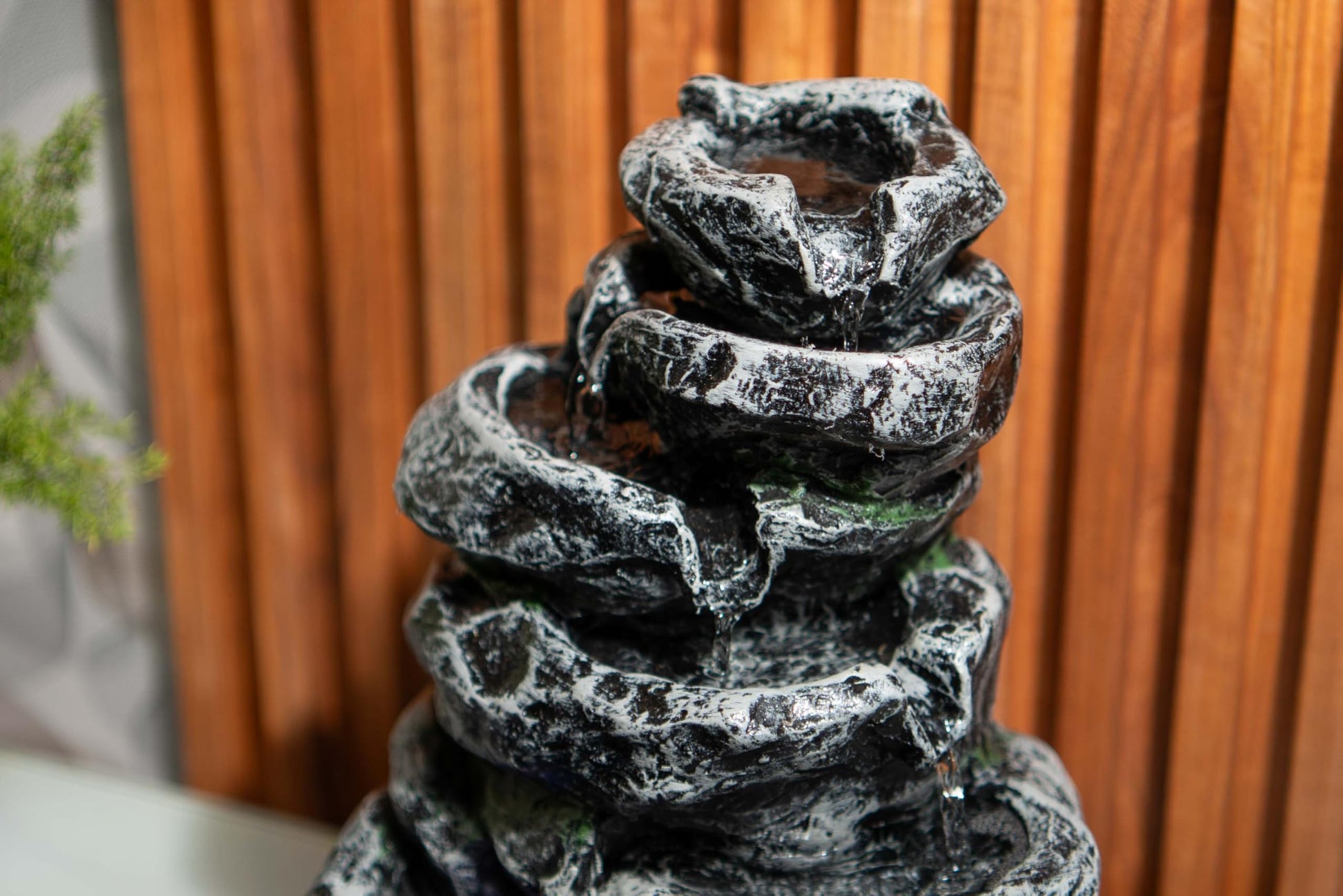 Mini Tiered Stone Look Water Fountain for Home Decoration, Table top Water Fountain with Led Lights