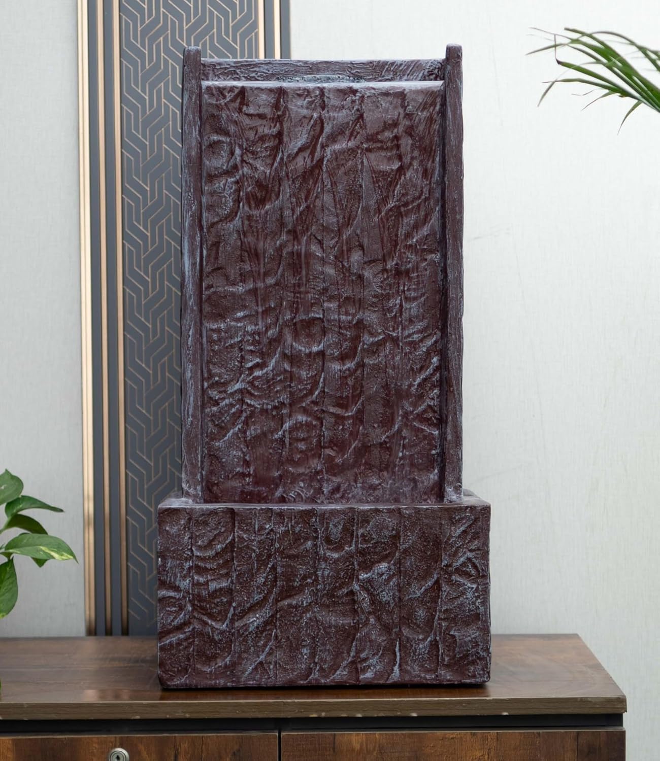 Medium Size Table Top Leaf Slate Water Fall Water Fountain for Home, Office, Garden | Housewarming Item |Water Fountain Indoor Home Decor