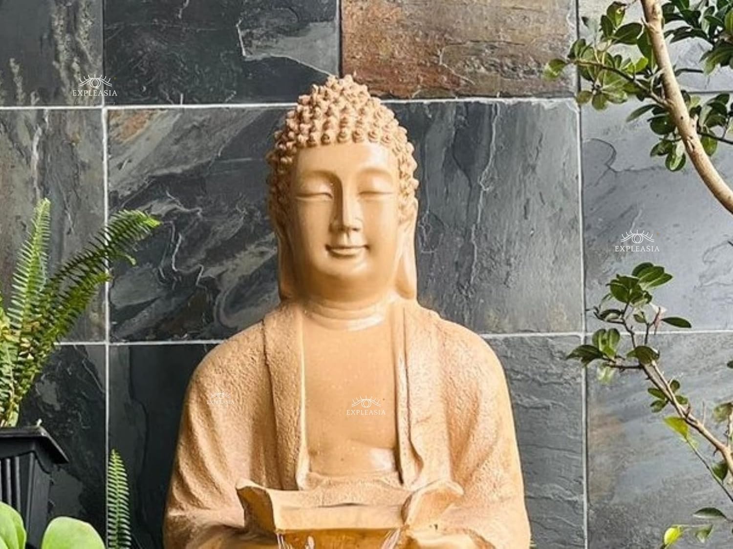 Lotus Buddha Water Fountain for Home, Indoor Fountain Big Size, for Garden, Home vastu, Buddha Fountain with electrcials Warranty, 3 feet