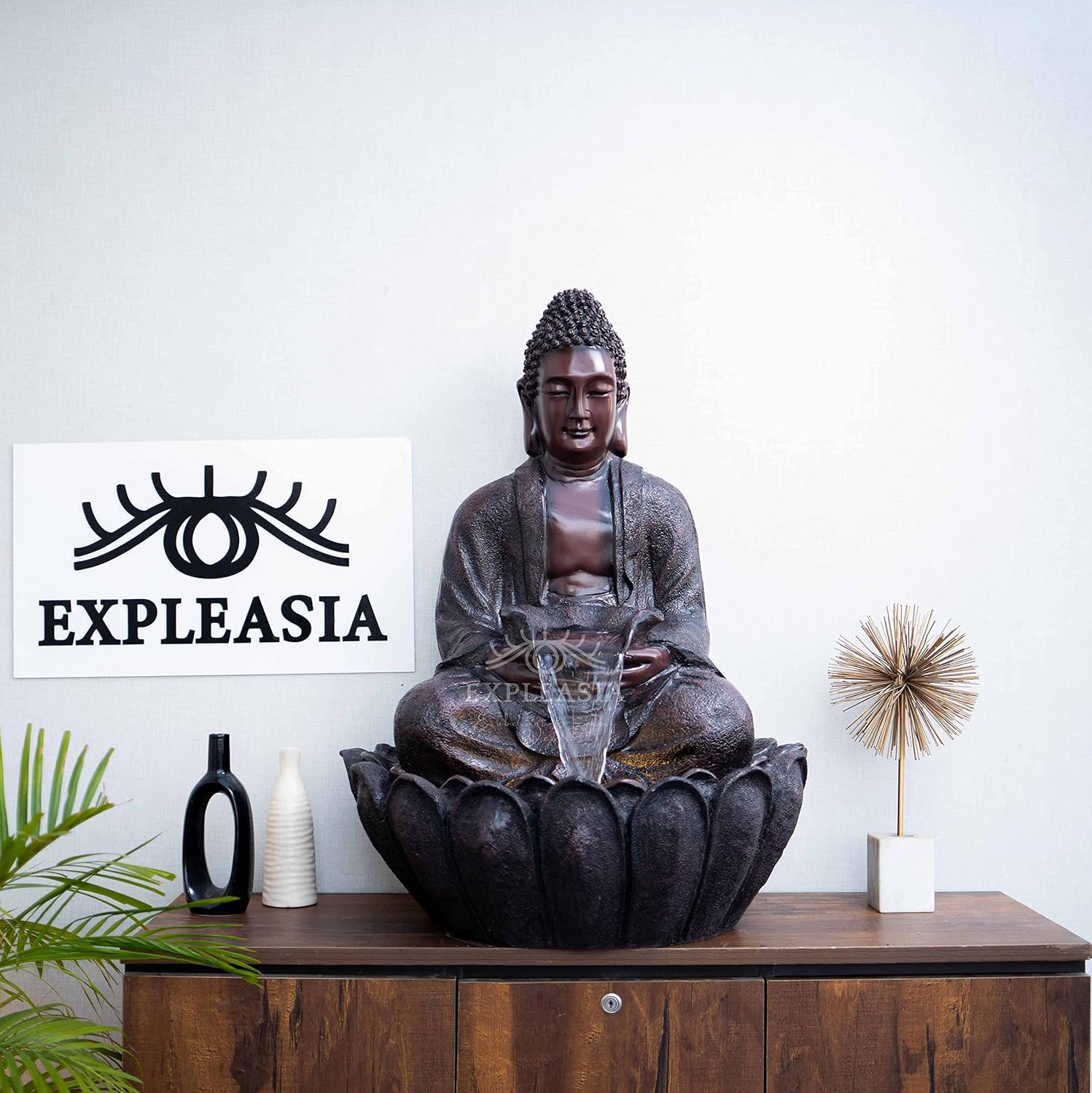Lotus Buddha Water Fountain for Home, Indoor Fountain Big Size, for Garden, Home vastu, Buddha Fountain with electrcials Warranty, 3 feet