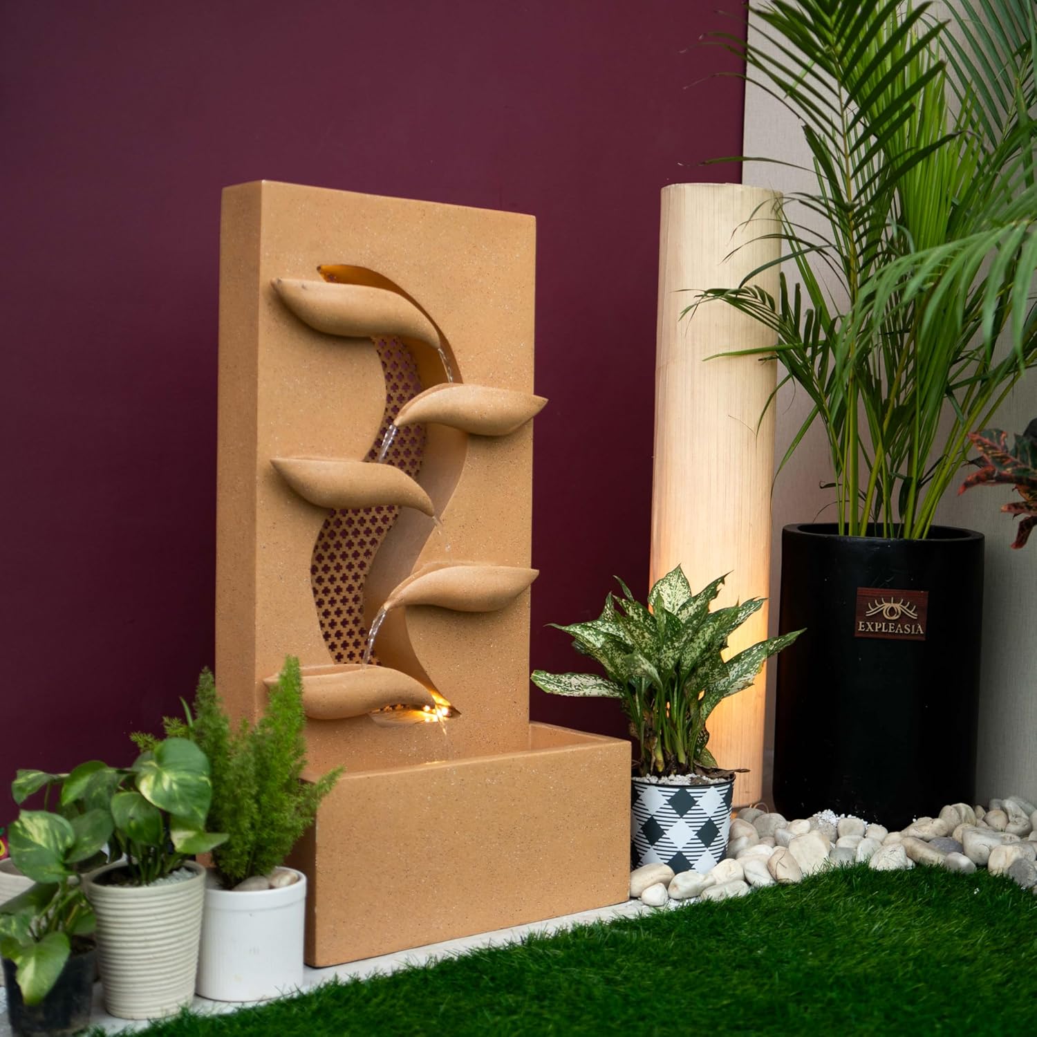 Contemporary Leaf Indoor Water Fountain, Water Fountain for Home, Water Fountain for Home and Office