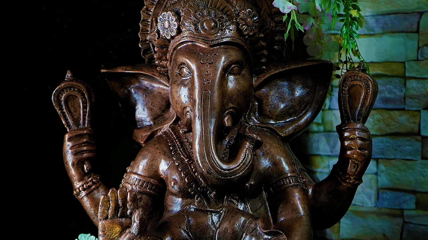 3 Feet Lotus Ganesha Water Fountain for Home, Living Room, Garden, Offices, Big Size Fountain