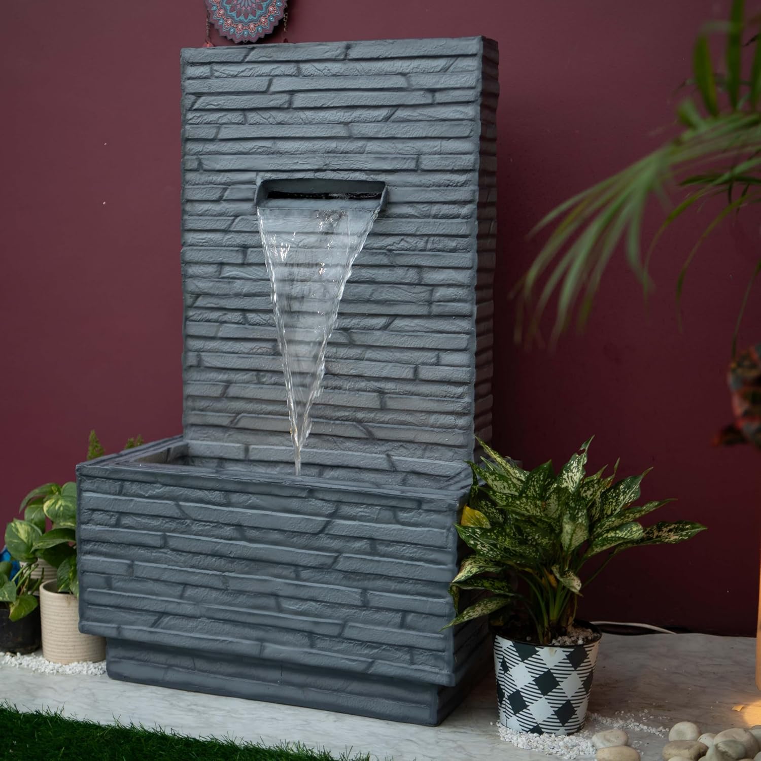 3 Feet Slate Water Fall Water Fountain, Water Fountain for Garden, Water Fountain for Home vastu, Indoor Fountain for Home décor Waterfall, Water Fountain for Home Big Size
