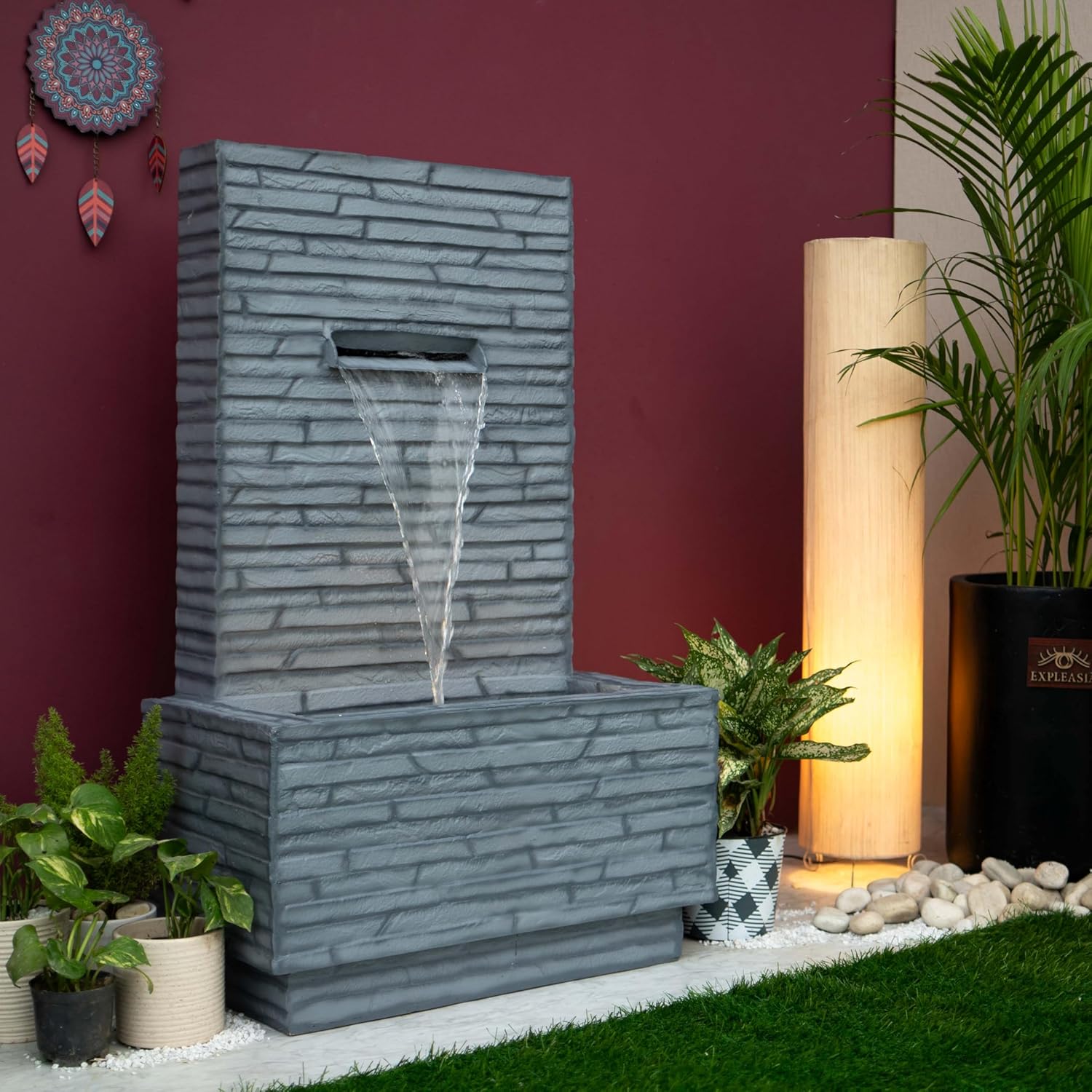 3 Feet Slate Water Fall Water Fountain, Water Fountain for Garden, Water Fountain for Home vastu, Indoor Fountain for Home décor Waterfall, Water Fountain for Home Big Size
