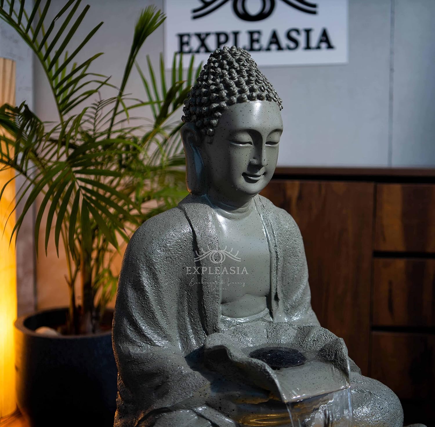 Lotus Buddha Water Fountain for Home, Indoor Fountain Big Size, for Garden, Home vastu, Buddha Fountain with electrcials Warranty, 3 feet