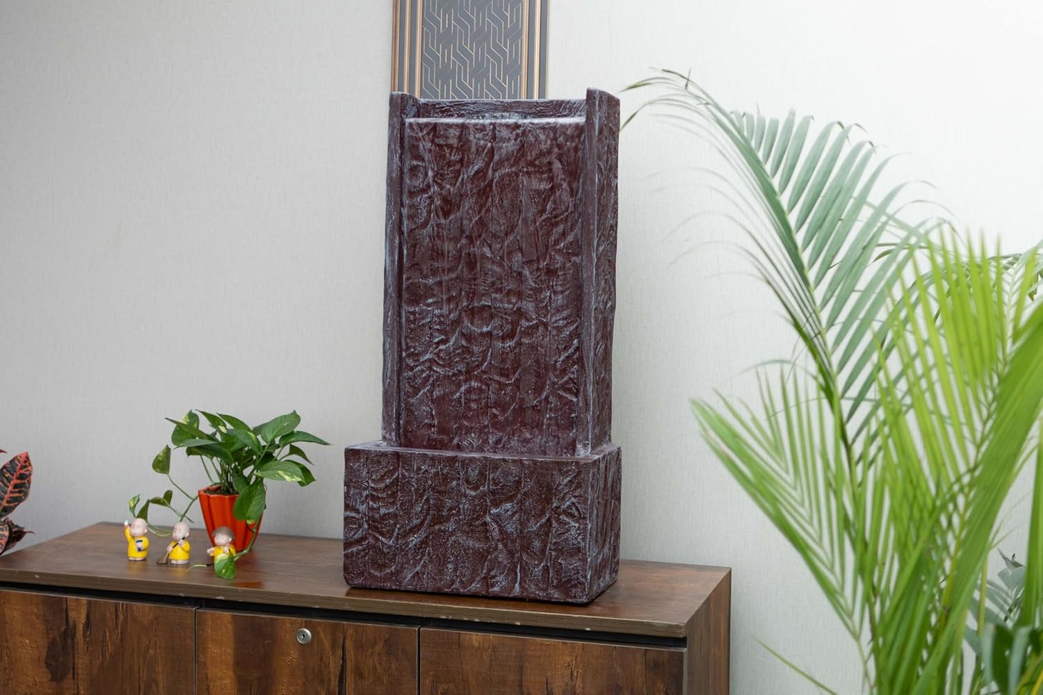 Medium Size Table Top Leaf Slate Water Fall Water Fountain for Home, Office, Garden | Housewarming Item |Water Fountain Indoor Home Decor