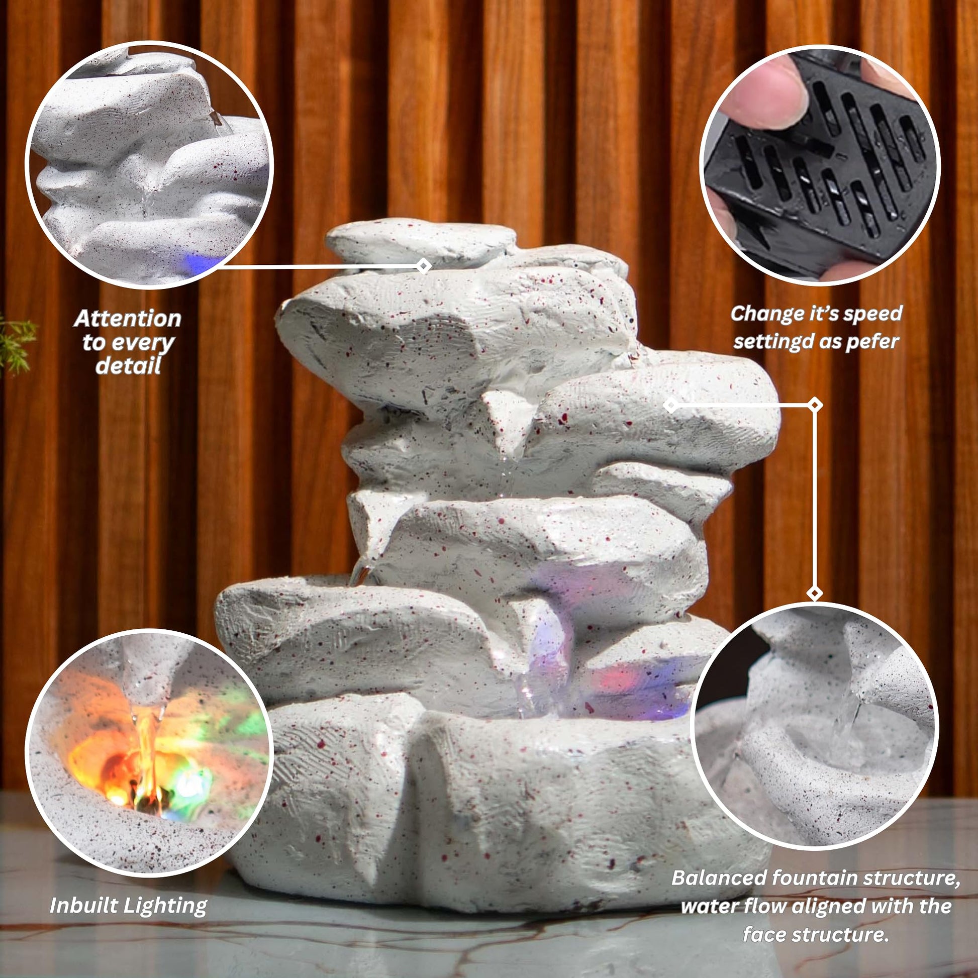 Mini Divine Lotus Buddha Water Fountain for Table Decor | Living Room Decor | Gift Items | Home & Office Decor Item | Buddha Water Fountain | Table top Water Fountain, Resin