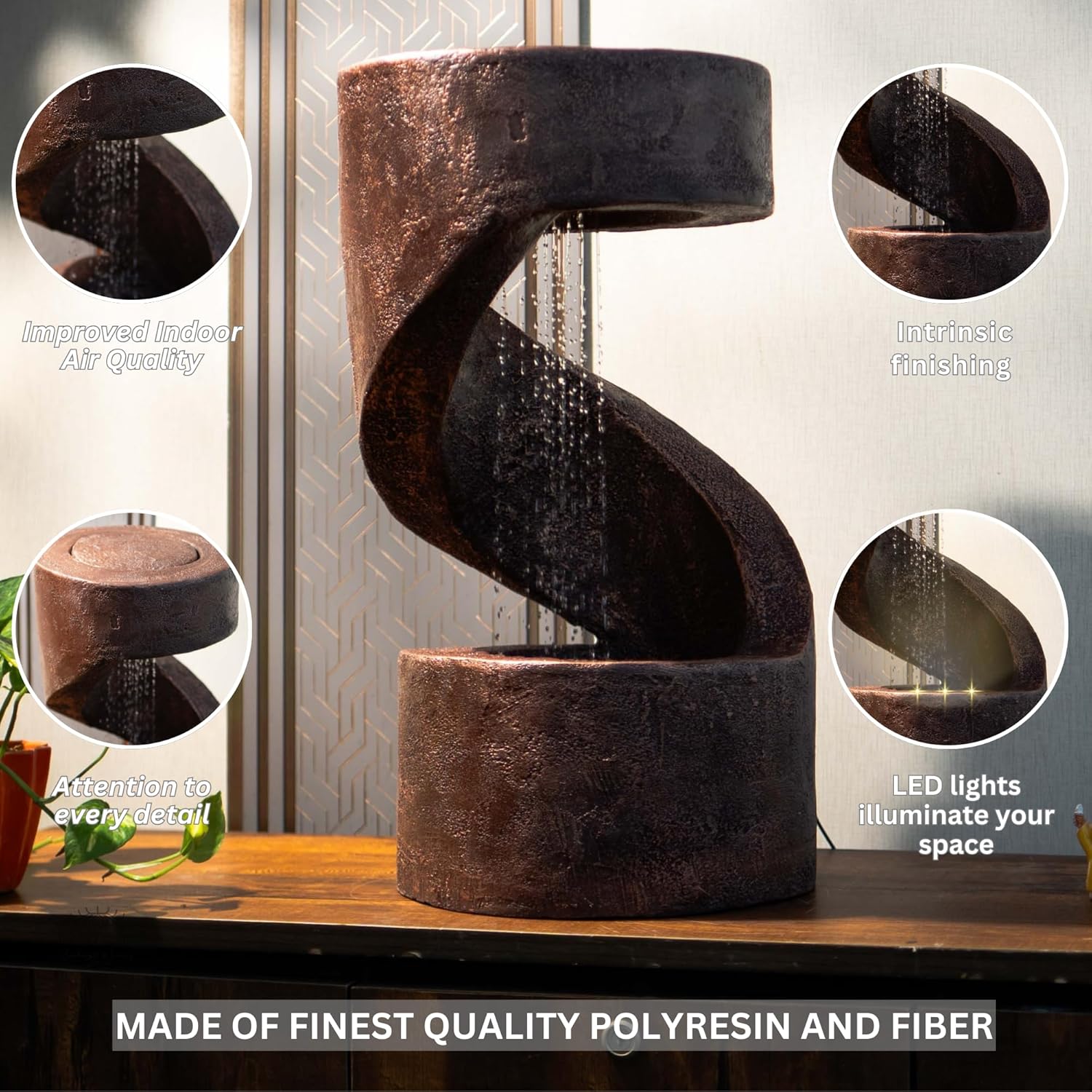 Spiral Table Desk-Top Indoor Fountain, Water Fountain For Garden, Water Fountain For Home Vastu, Fountain For Home Décor Waterfall