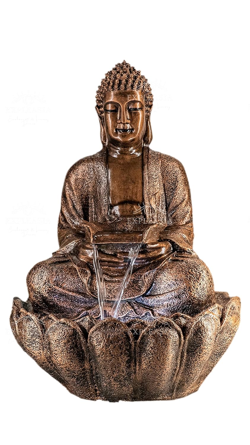 Lotus Buddha Water Fountain for Home, Indoor Fountain Big Size, for Garden, Home vastu, Buddha Fountain with electrcials Warranty, 3 feet