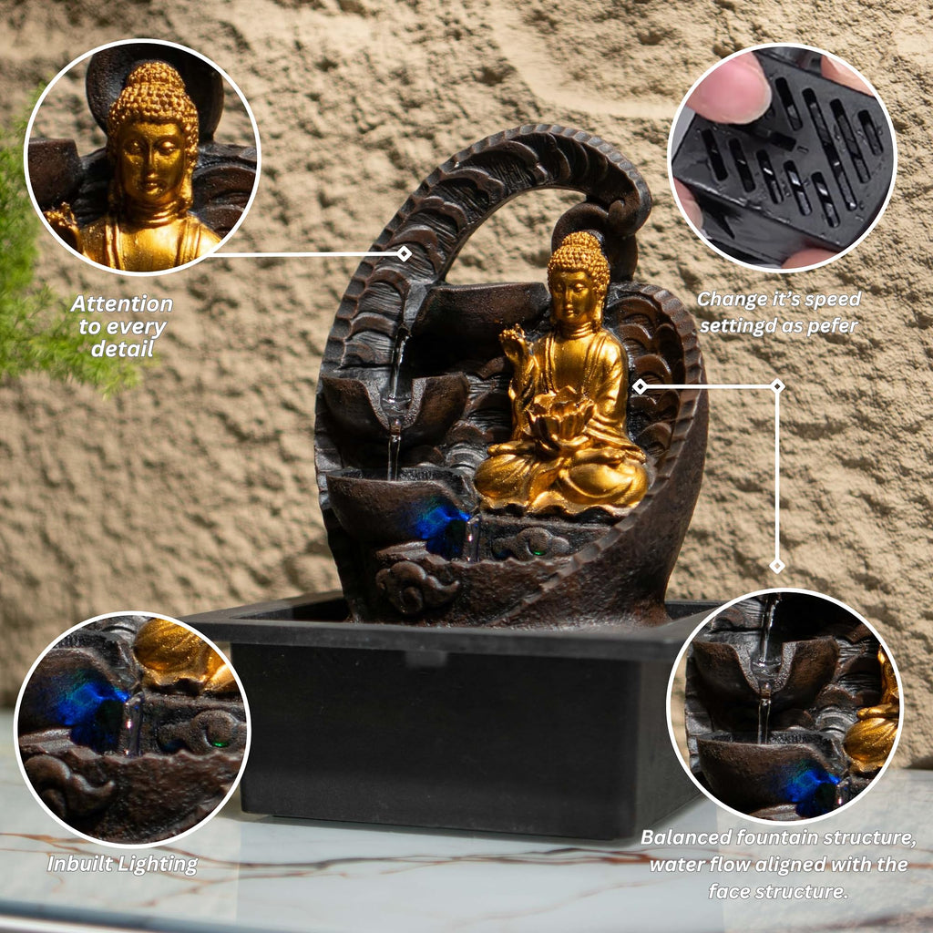 10 Inch Mini Buddha Table top Water Fountain for Home and Office | |Living Room Decor| Gift Items | Home & Office Decoration Item (