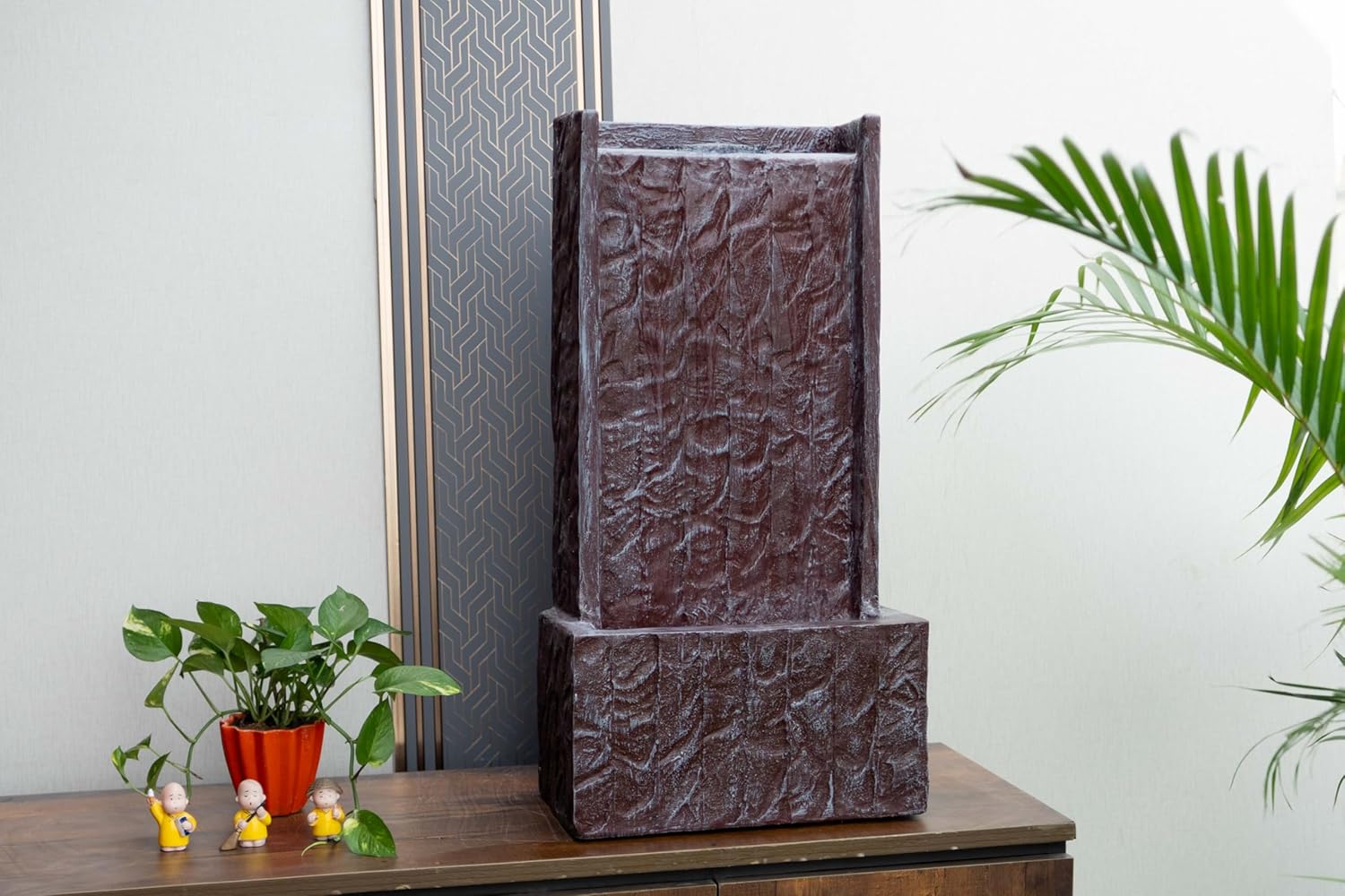 Medium Size Table Top Leaf Slate Water Fall Water Fountain for Home, Office, Garden | Housewarming Item |Water Fountain Indoor Home Decor