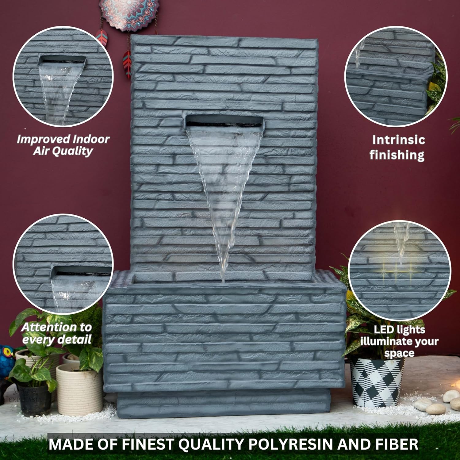 3 Feet Slate Water Fall Water Fountain, Water Fountain for Garden, Water Fountain for Home vastu, Indoor Fountain for Home décor Waterfall, Water Fountain for Home Big Size