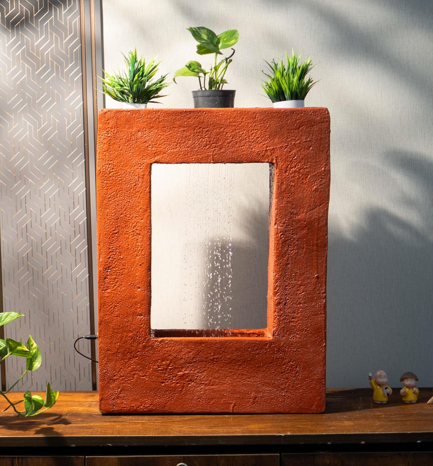 Square Planter Indoor Tabletop Fountain, Water Fountain for Living Room, Water Fountain for Home vastu
