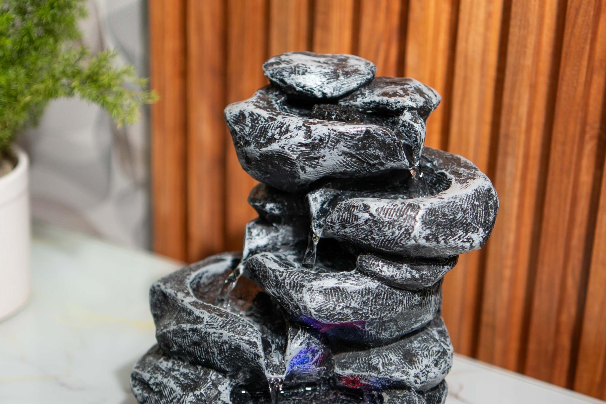 Mini Divine Lotus Buddha Water Fountain for Table Decor | Living Room Decor | Gift Items | Home & Office Decor Item | Buddha Water Fountain | Table top Water Fountain, Resin