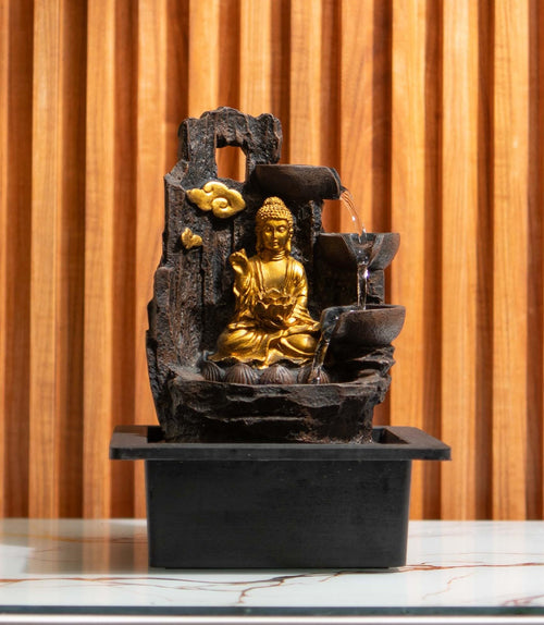 Mini Buddha Tabletop Water Fountain – Front View – Expleasia