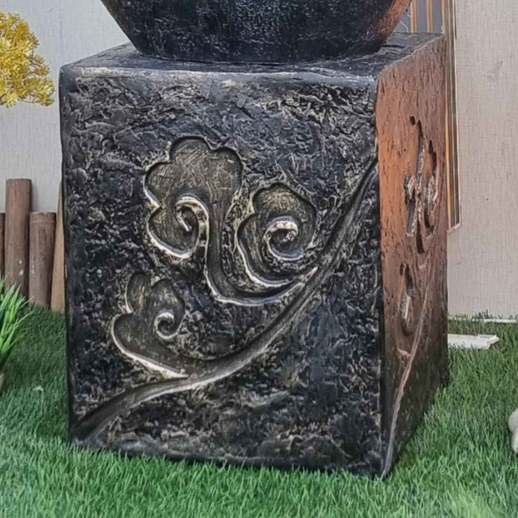 Buddha Face Shower Water Fountain with Stand – Black (4ft)