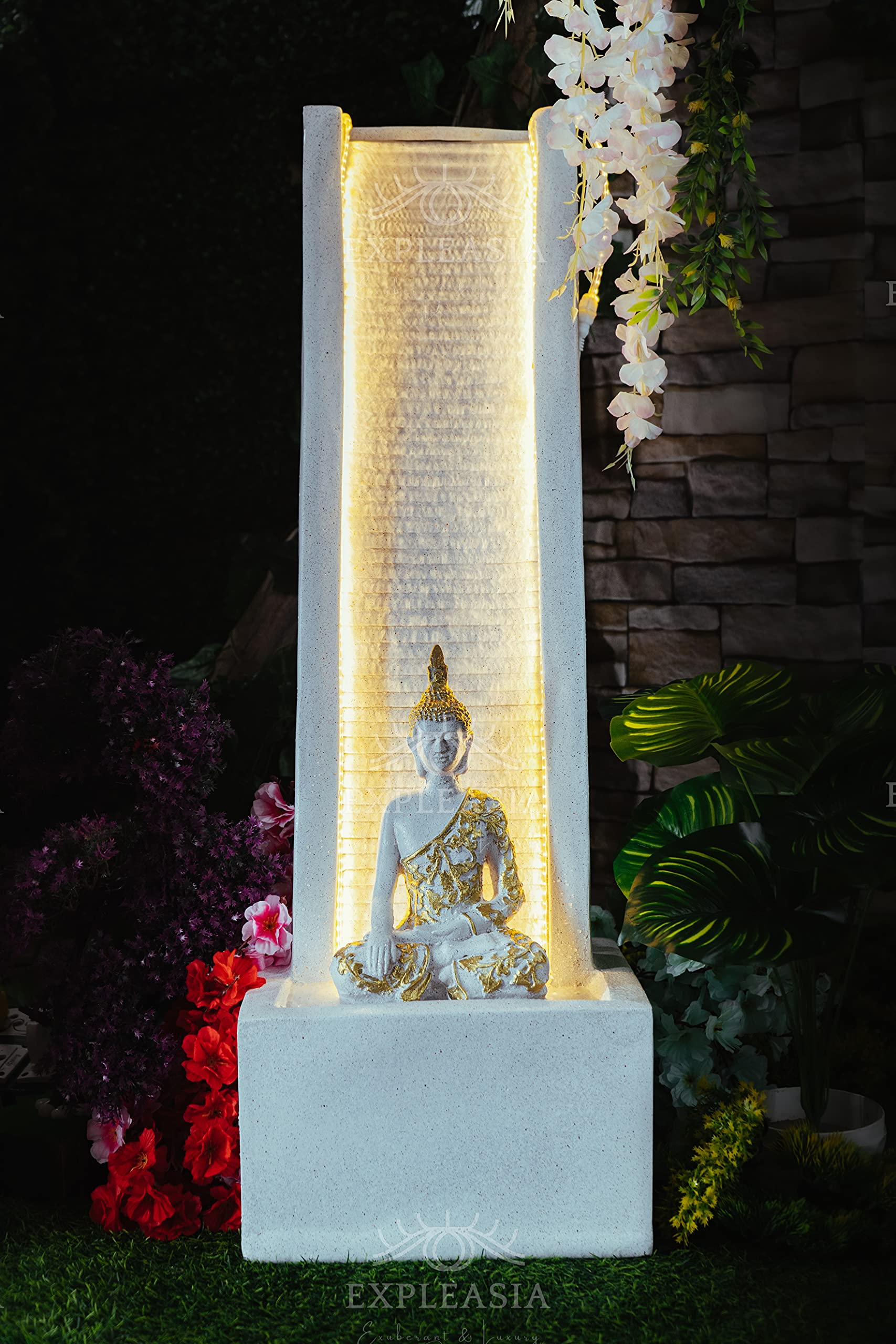 Curve Slate Buddha Water Fountain for Home, Office, Garden | Housewarming Item |Water Fountain Indoor Home Decor