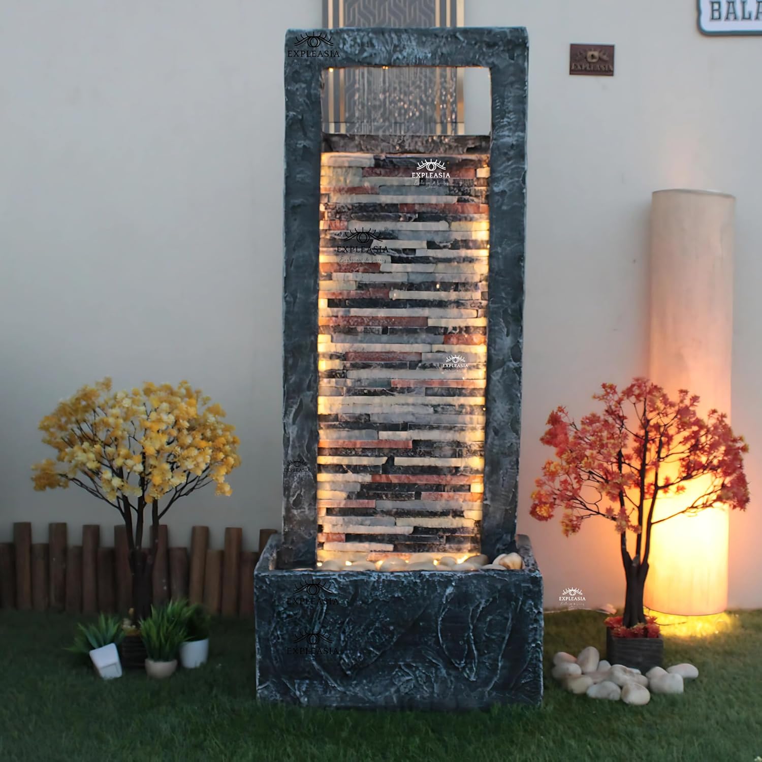 4Ft Rippled Slate Water Fall, Water Fountain For Home Big Size, Water Fountain For Home Vastu, Fountain For Home Decor Waterfall