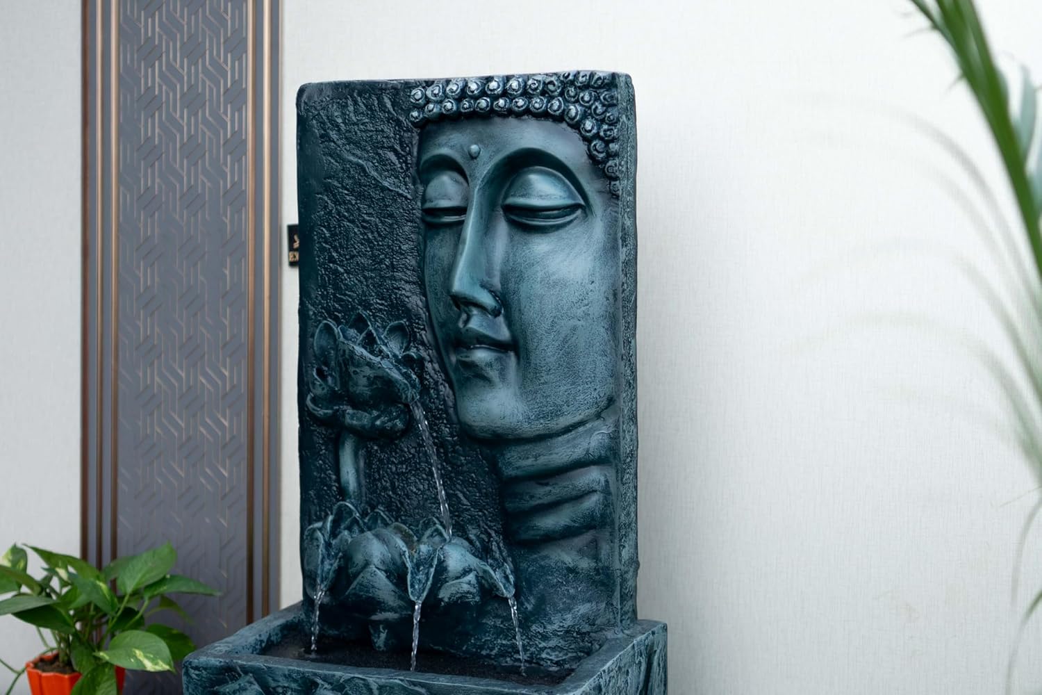 Buddha Face Wall Water Fountain, Buddha Fountain 3 feet, Indoor Water Fountain Big Size, Water Fountain for Garden, Water Fountain for Home vastu, Waterfall Fountain