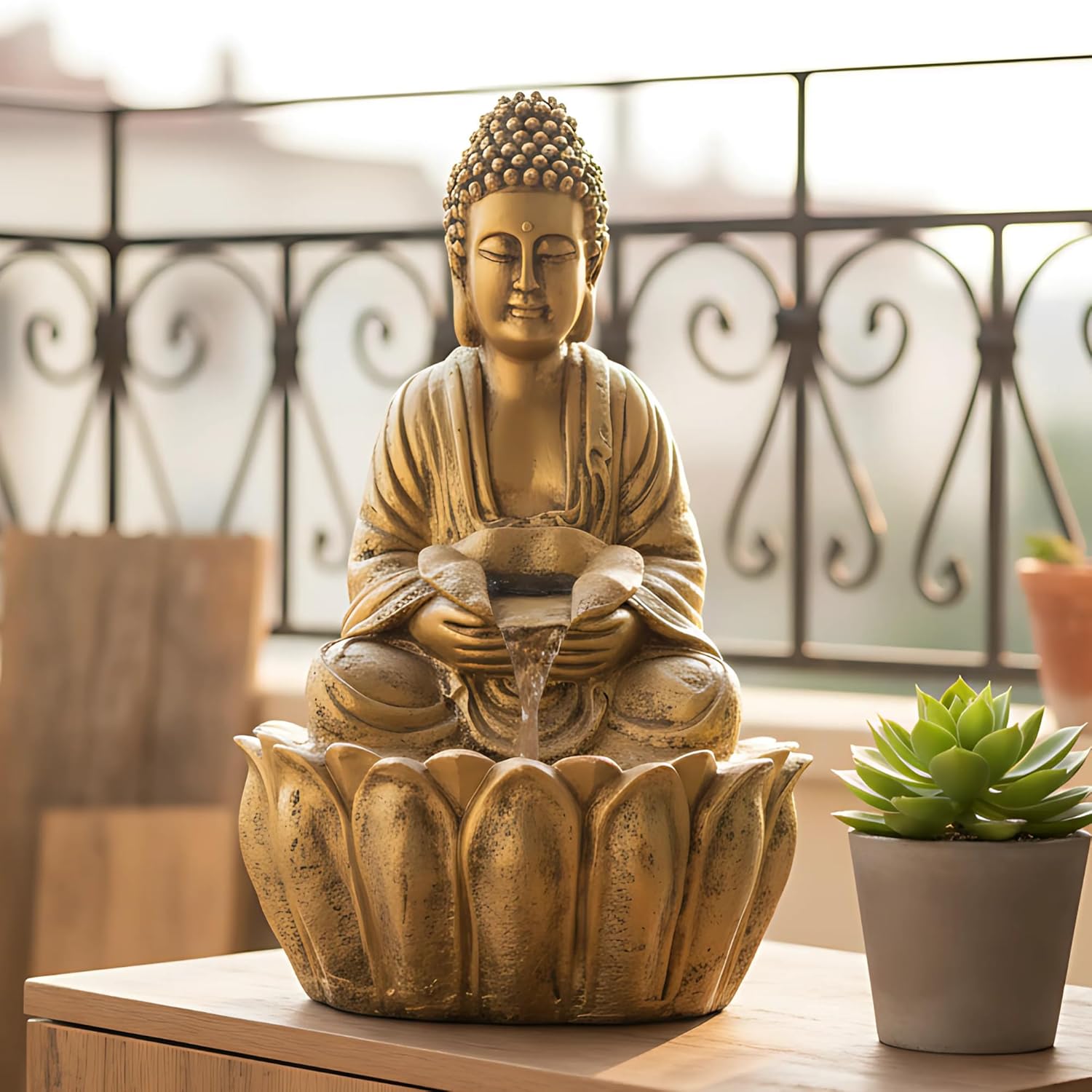 2ft Lotus Buddha Water Fountain for Home, Office, Buddha Water Fountain for Home, Buddha Water Fountain Indoor Home décor, Buddha Fountain Small