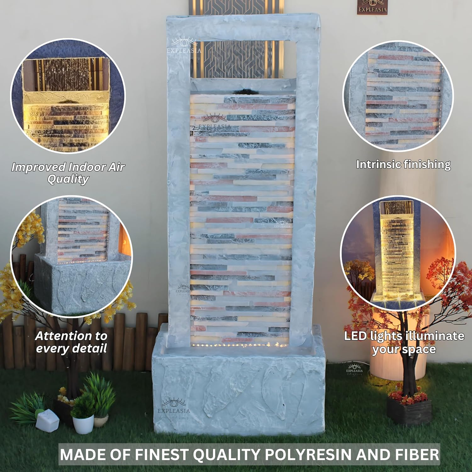 4Ft Rippled Slate Water Fall, Water Fountain For Home Big Size, Water Fountain For Home Vastu, Fountain For Home Decor Waterfall