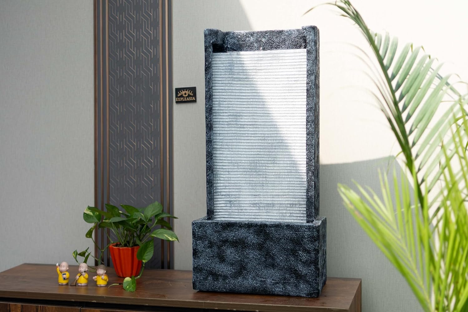 Medium Size Table Top Leaf Slate Water Fall Water Fountain for Home, Office, Garden | Housewarming Item |Water Fountain Indoor Home Decor