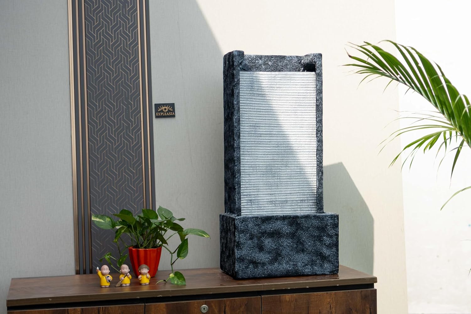 Medium Size Table Top Leaf Slate Water Fall Water Fountain for Home, Office, Garden | Housewarming Item |Water Fountain Indoor Home Decor