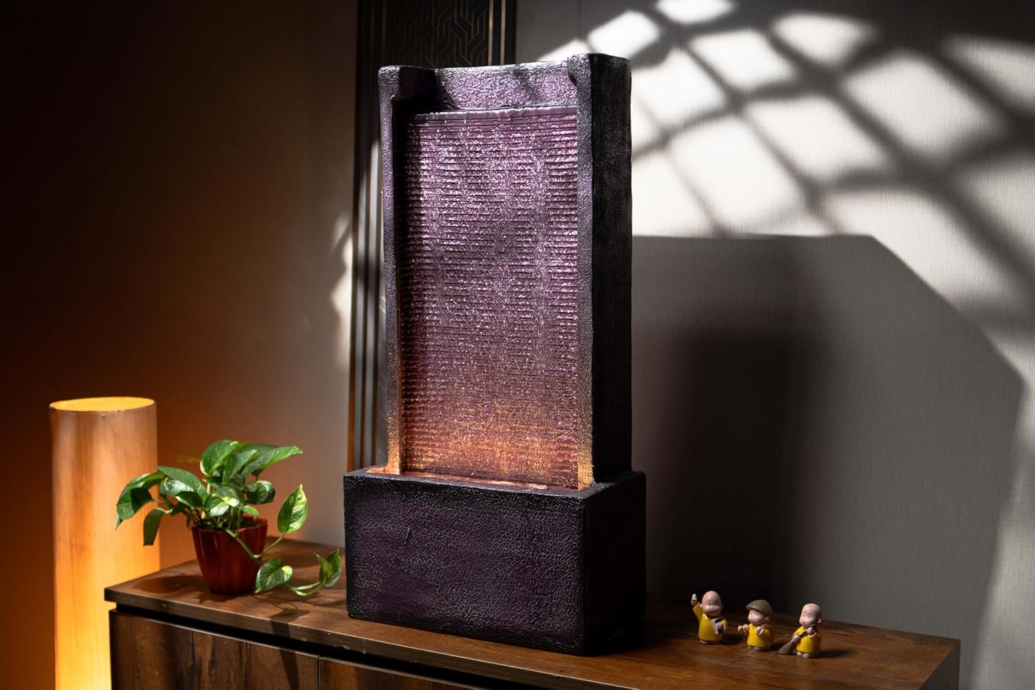 Medium Size Table Top Leaf Slate Water Fall Water Fountain for Home, Office, Garden | Housewarming Item |Water Fountain Indoor Home Decor