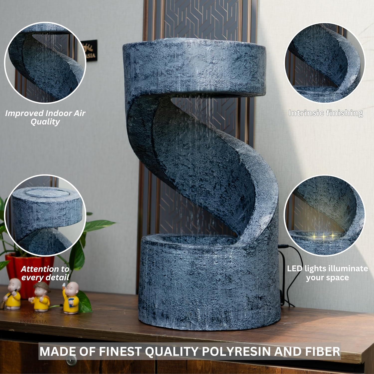 Spiral Table Desk-Top Indoor Fountain, Water Fountain For Garden, Water Fountain For Home Vastu, Fountain For Home Décor Waterfall
