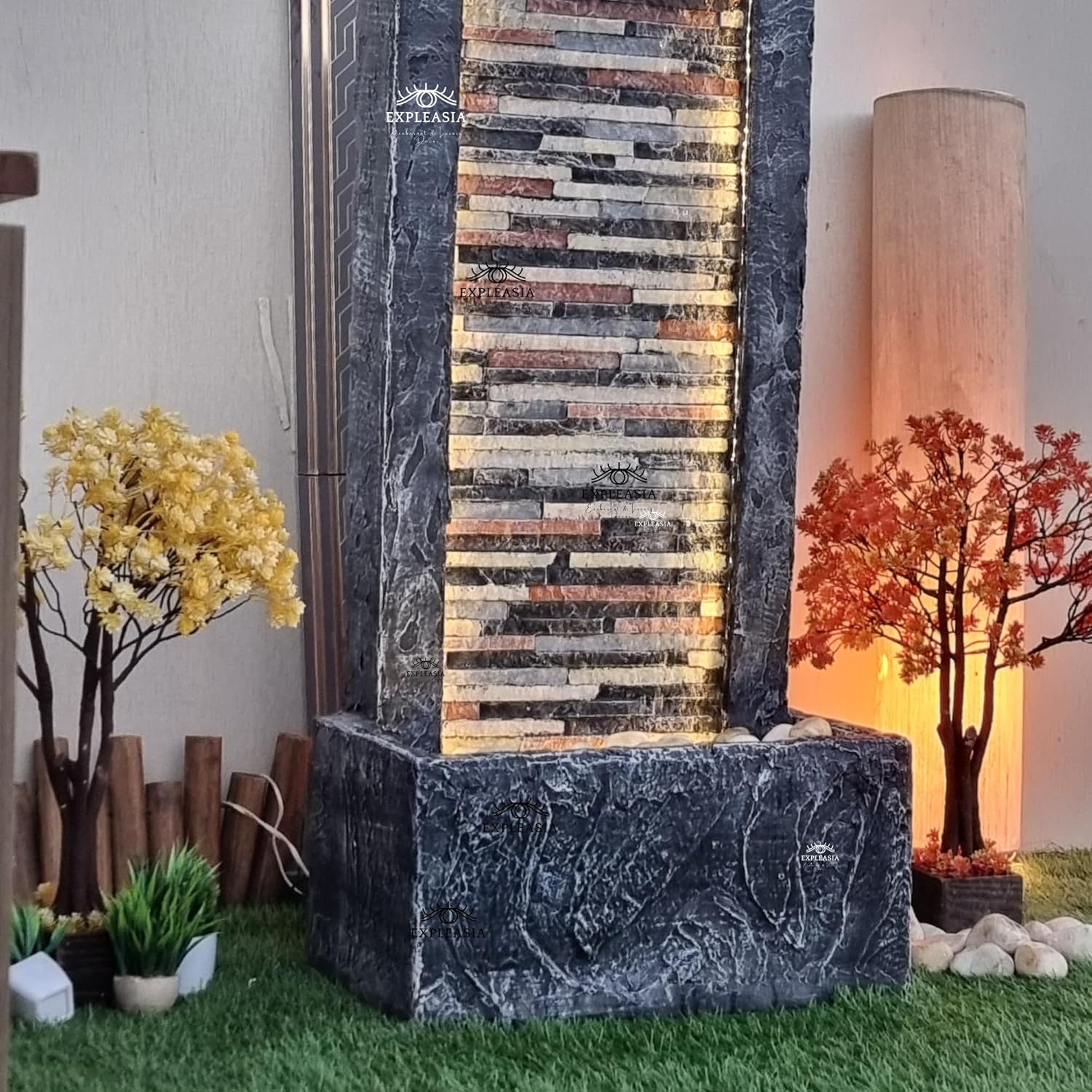 4Ft Rippled Slate Water Fall, Water Fountain For Home Big Size, Water Fountain For Home Vastu, Fountain For Home Decor Waterfall