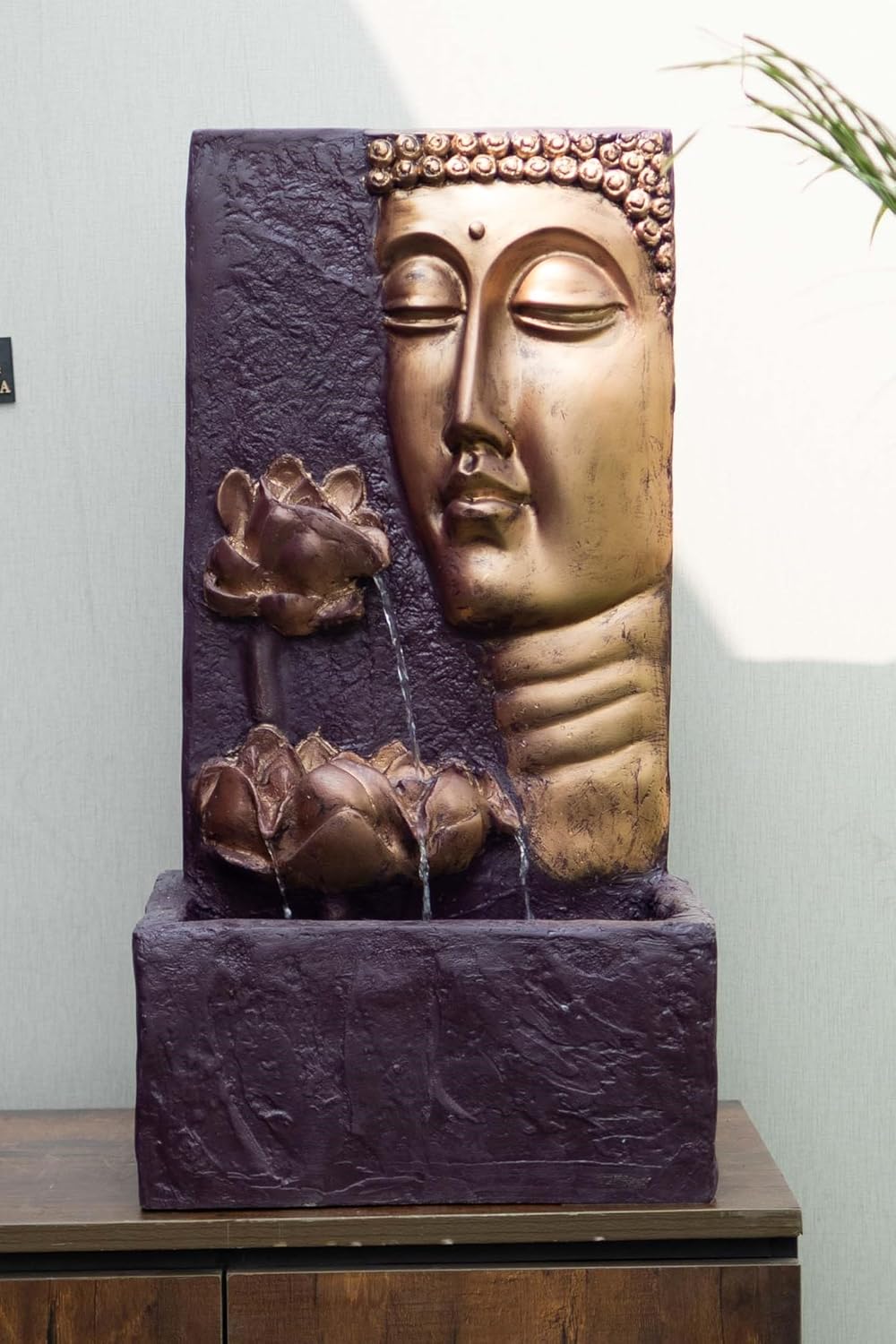 Buddha Face Wall Water Fountain, Buddha Fountain 3 feet, Indoor Water Fountain Big Size, Water Fountain for Garden, Water Fountain for Home vastu, Waterfall Fountain