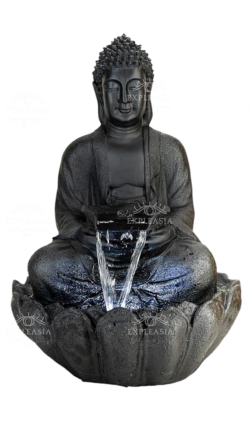 Lotus Buddha Water Fountain for Home, Indoor Fountain Big Size, for Garden, Home vastu, Buddha Fountain with electrcials Warranty, 3 feet