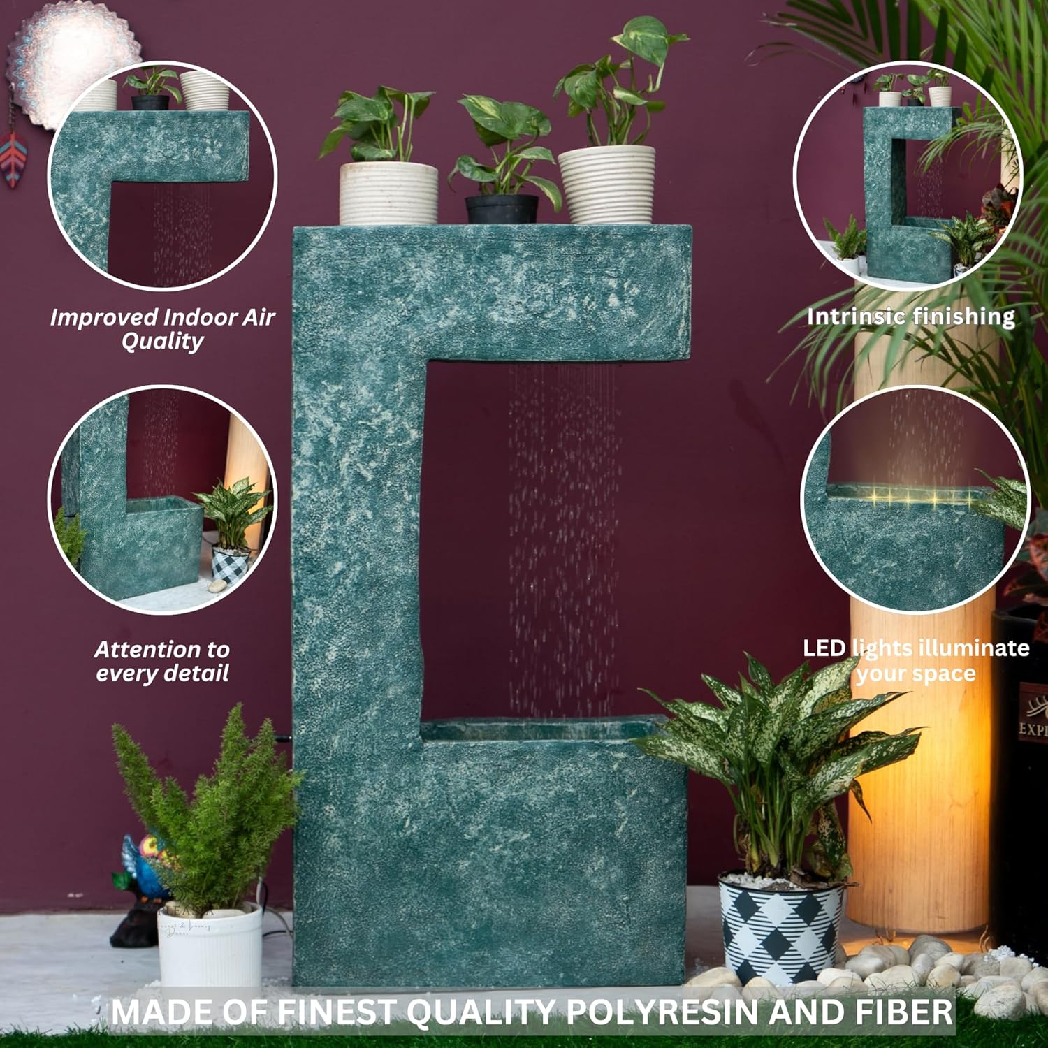 C Shape Planter Shower Fountain, Water Fountain for Garden, Water Fountain for Home vastu