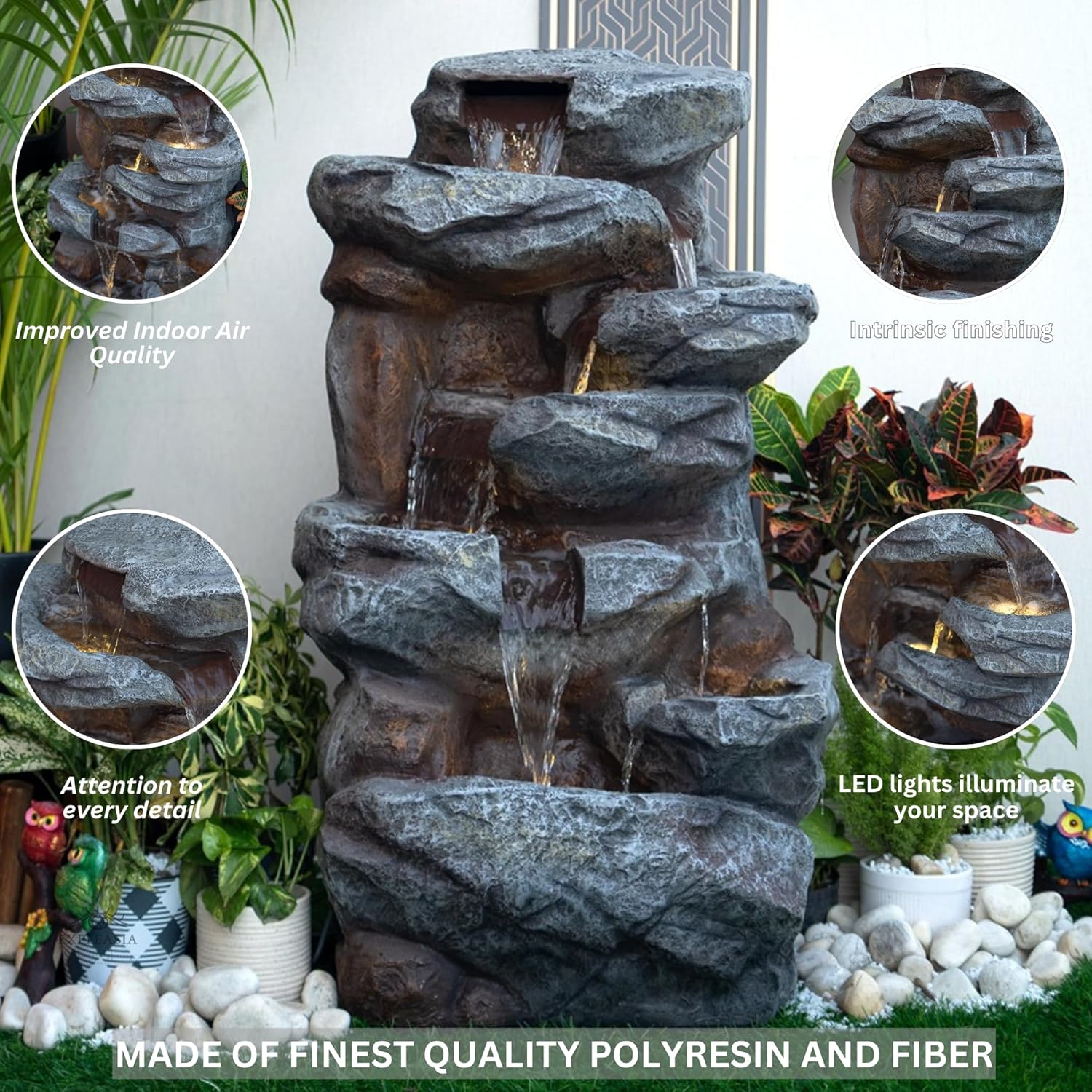 Rainforest Water Fall Water Fountain, Water Fountain for Home Big Size, Water Fountain for Garden, Water Fountain for Home vastu, Fountain for Home décor Waterfall