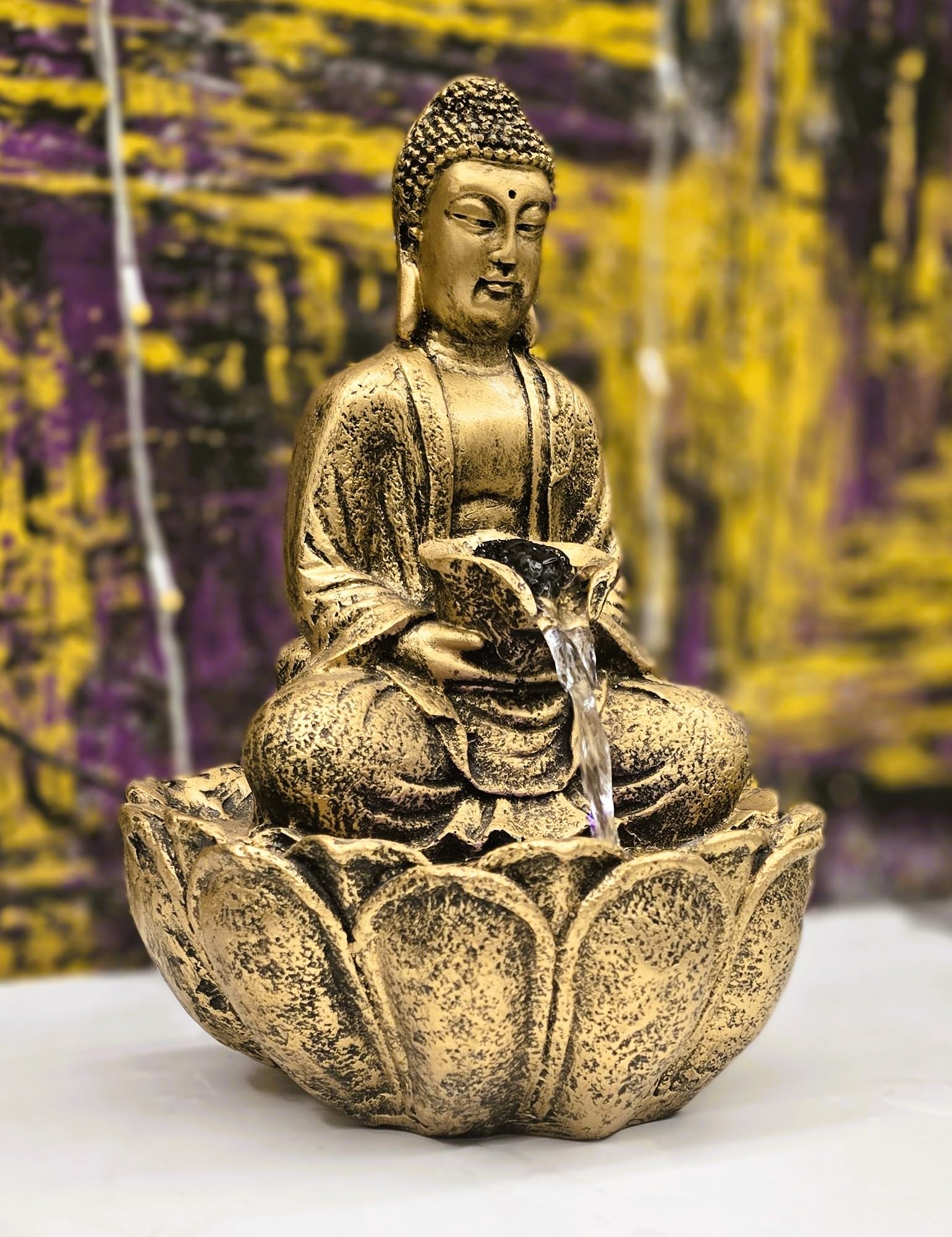 Mini Lotus Buddha Water Fountain for Table Decor |Living Room Decor| Gift Items | Home & Office Decor Item |Buddha Water Fountain