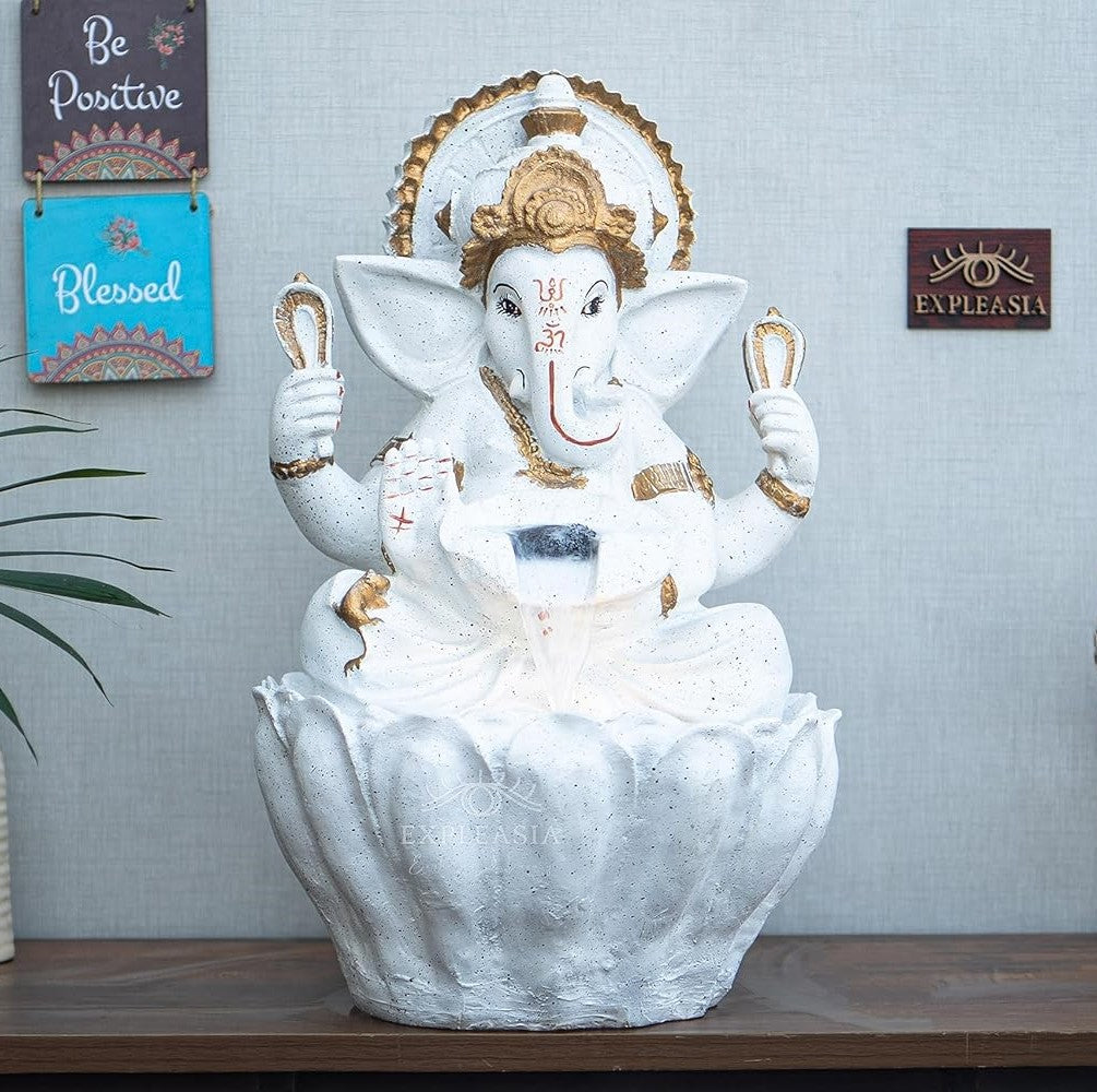 Table Top 2ft Lotus Ganesha Water Fountain for Home, Indoor Water Fountain, Water Fountain for Home vastu, Ganesha Fountain for Home décor Waterfall