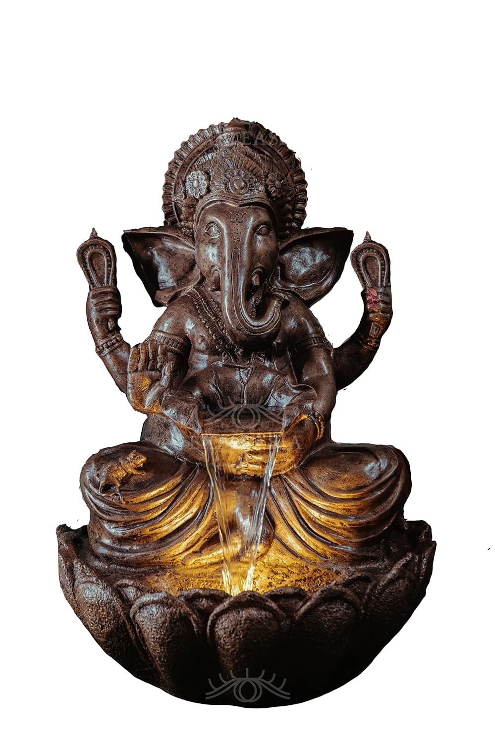3 Feet Lotus Ganesha Water Fountain for Home, Living Room, Garden, Offices, Big Size Fountain
