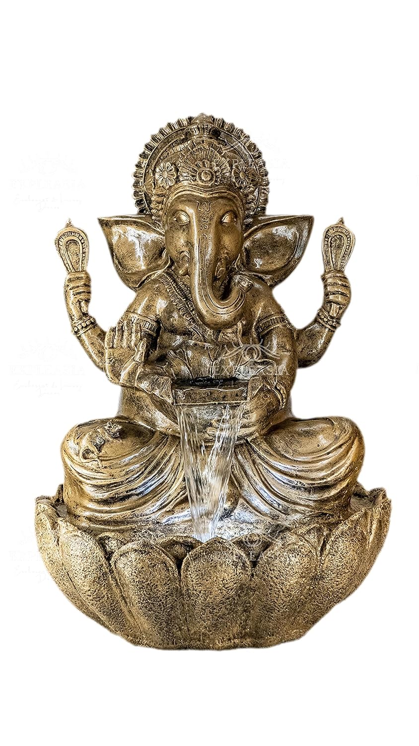 3 Feet Lotus Ganesha Water Fountain for Home, Living Room, Garden, Offices, Big Size Fountain