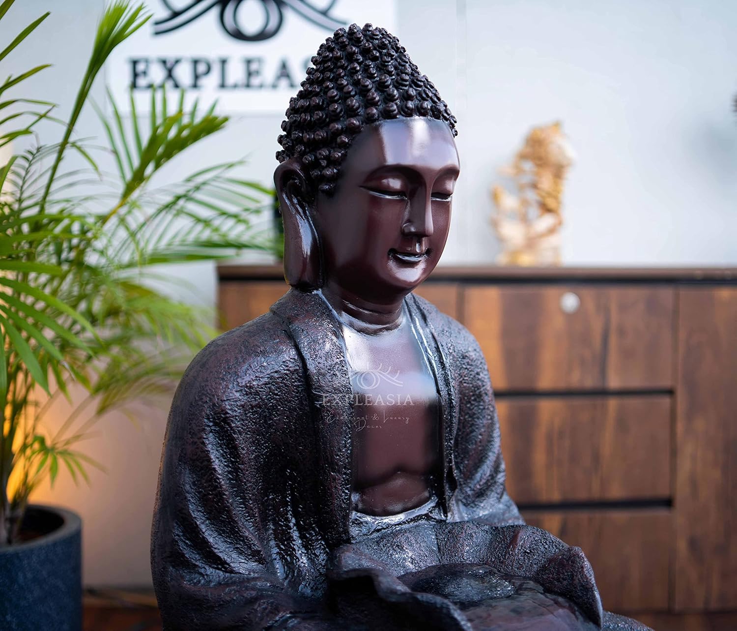 Lotus Buddha Water Fountain for Home, Indoor Fountain Big Size, for Garden, Home vastu, Buddha Fountain with electrcials Warranty, 3 feet