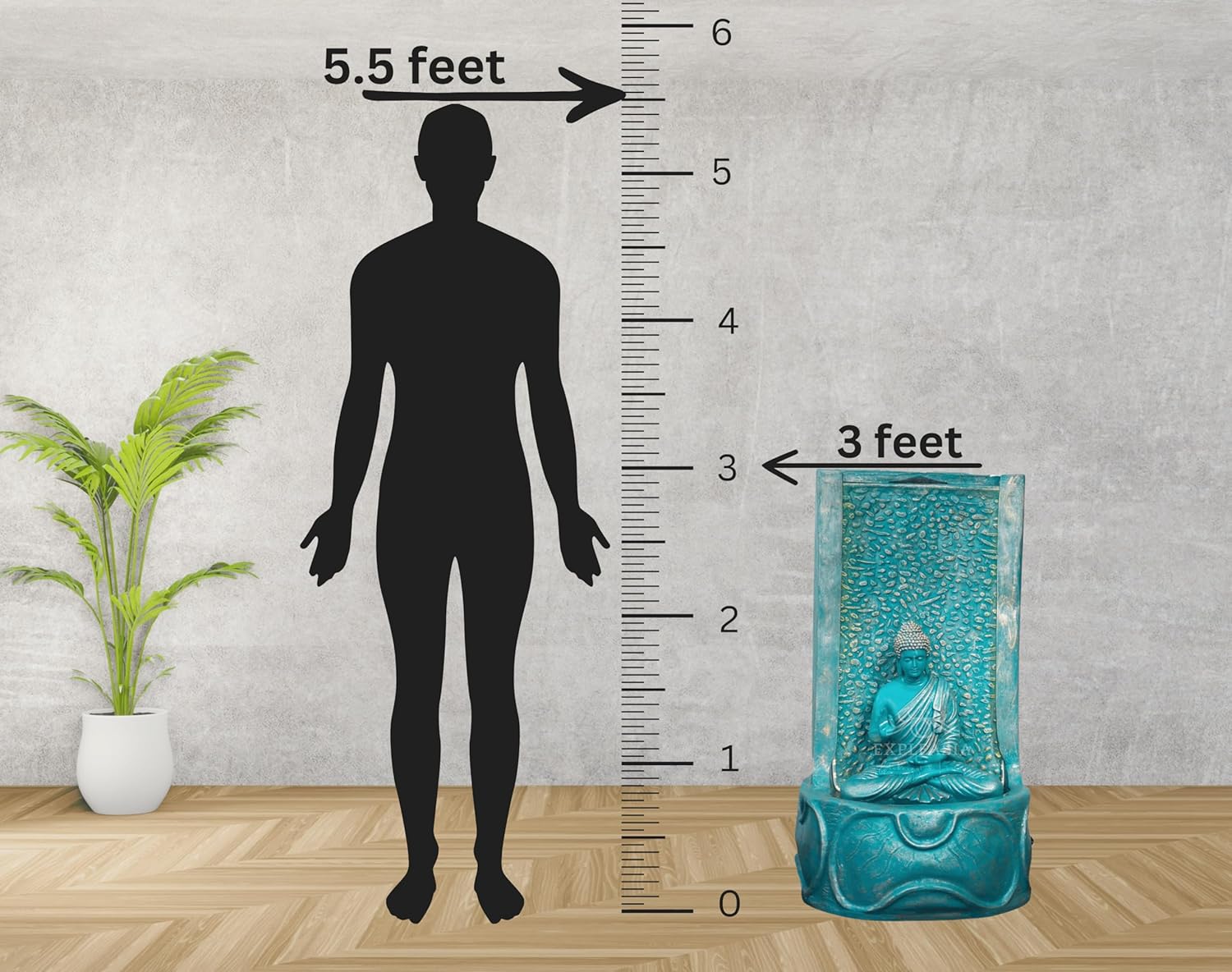 3ft Slate Buddha Water Fountain for Home, Garden, Indoor Fountain Big Size, vastu, Buddha Water Fountain Indoor Home décor