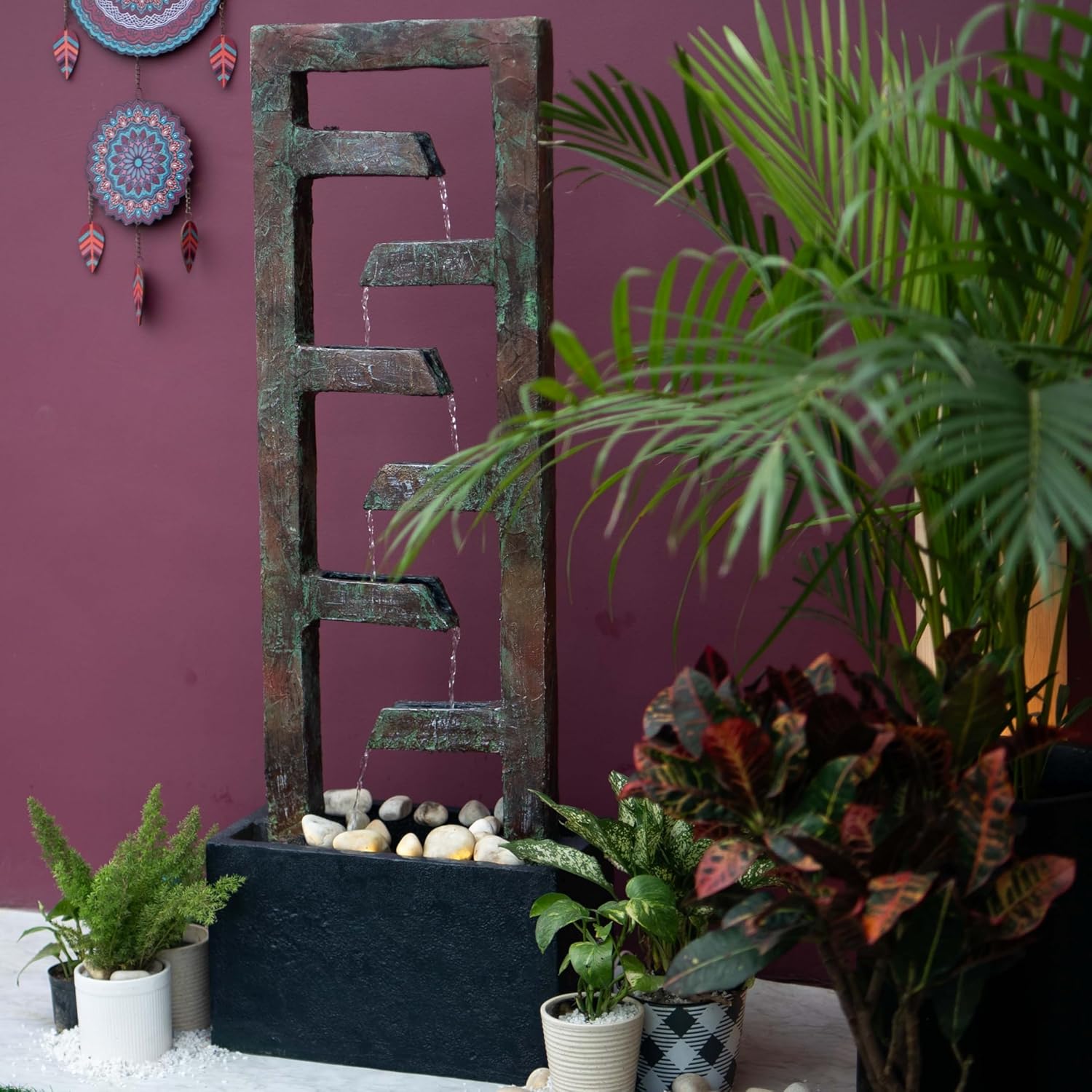 4Ft Zigzag Indoor Water Fountain For Home,Vastu,Fountain For Home Décor Waterfall,Indoor Water Fountain For Home Décor Big Size