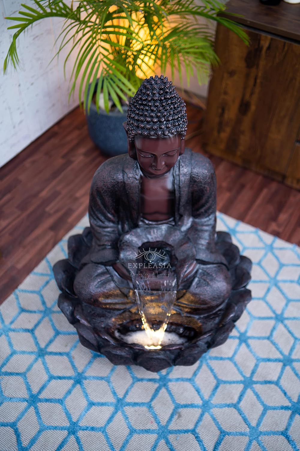 Lotus Buddha Water Fountain for Home, Indoor Fountain Big Size, for Garden, Home vastu, Buddha Fountain with electrcials Warranty, 3 feet