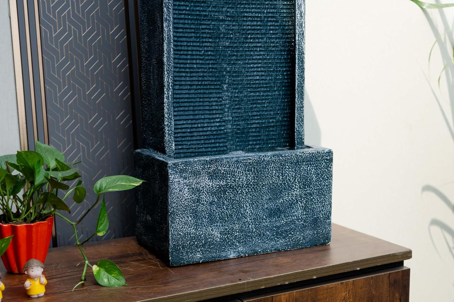 Medium Size Table Top Leaf Slate Water Fall Water Fountain for Home, Office, Garden | Housewarming Item |Water Fountain Indoor Home Decor