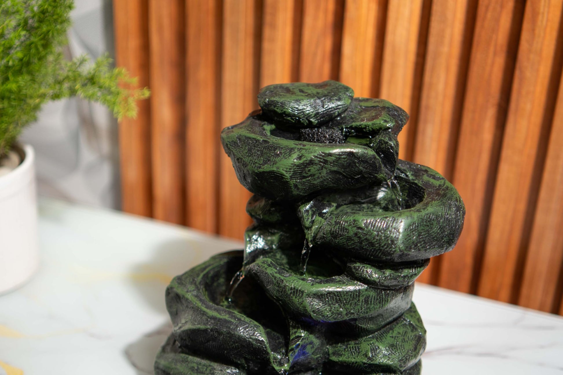 Mini Divine Lotus Buddha Water Fountain for Table Decor | Living Room Decor | Gift Items | Home & Office Decor Item | Buddha Water Fountain | Table top Water Fountain, Resin